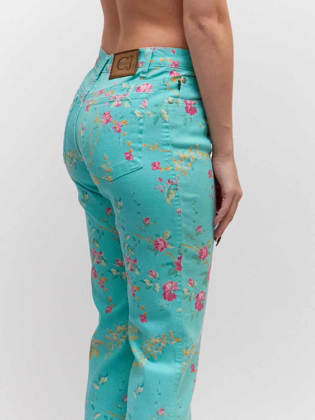 Cavalli Jeans Blue Pink Cherry Blossom Pants Set