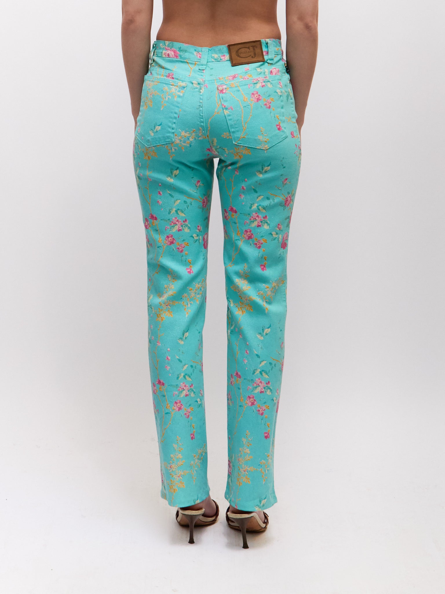 Cavalli Jeans Blue Pink Cherry Blossom Pants Set