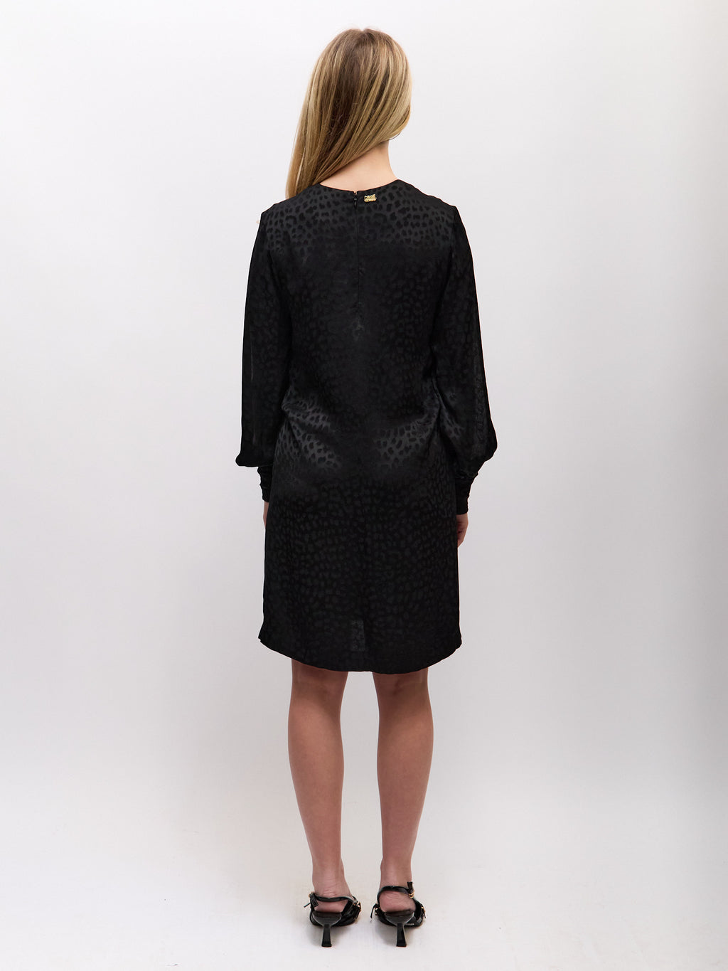 Cavalli CLASS Black Cheetah V-Neck Dress