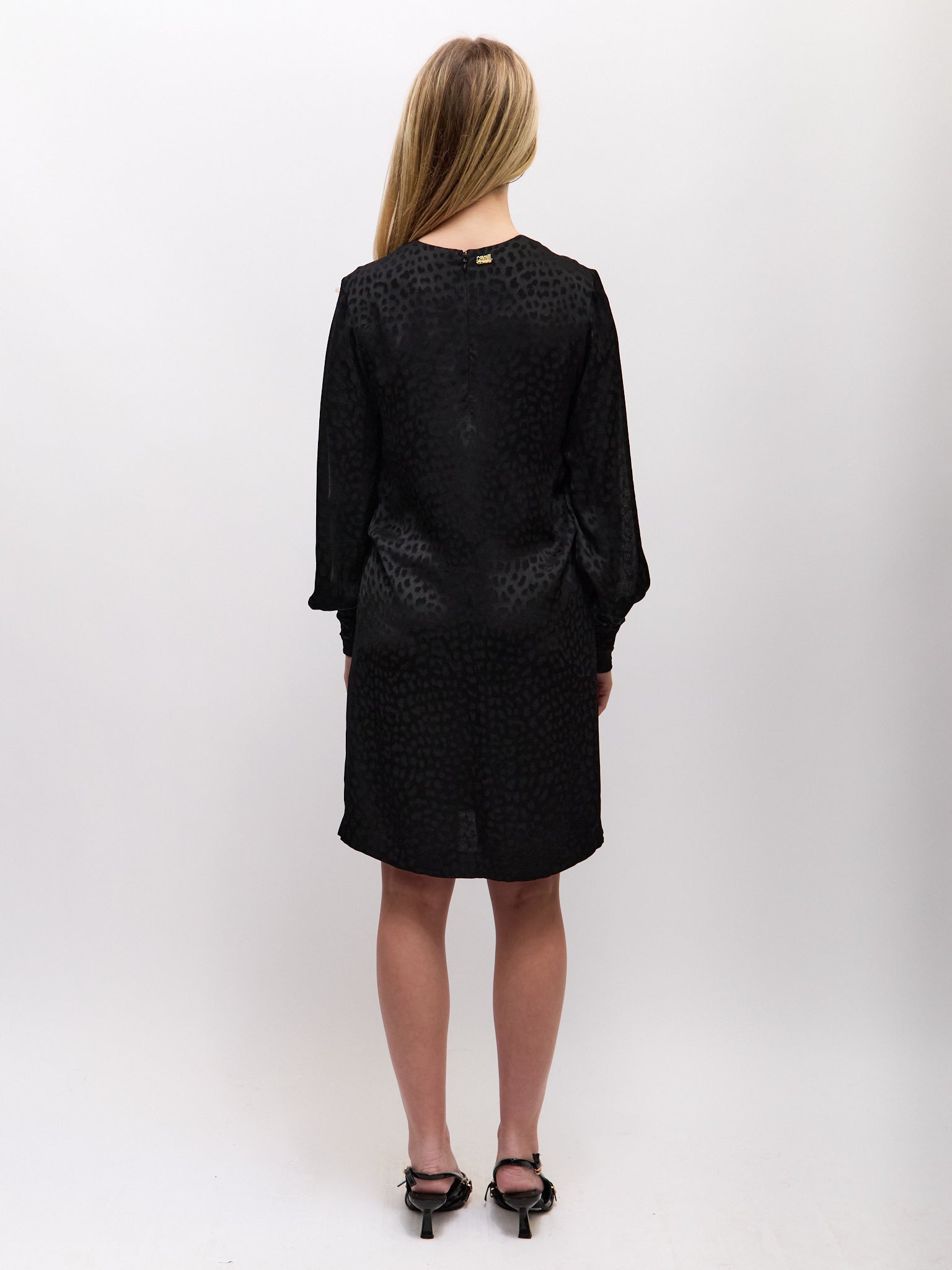 Cavalli CLASS Black Cheetah V-Neck Dress