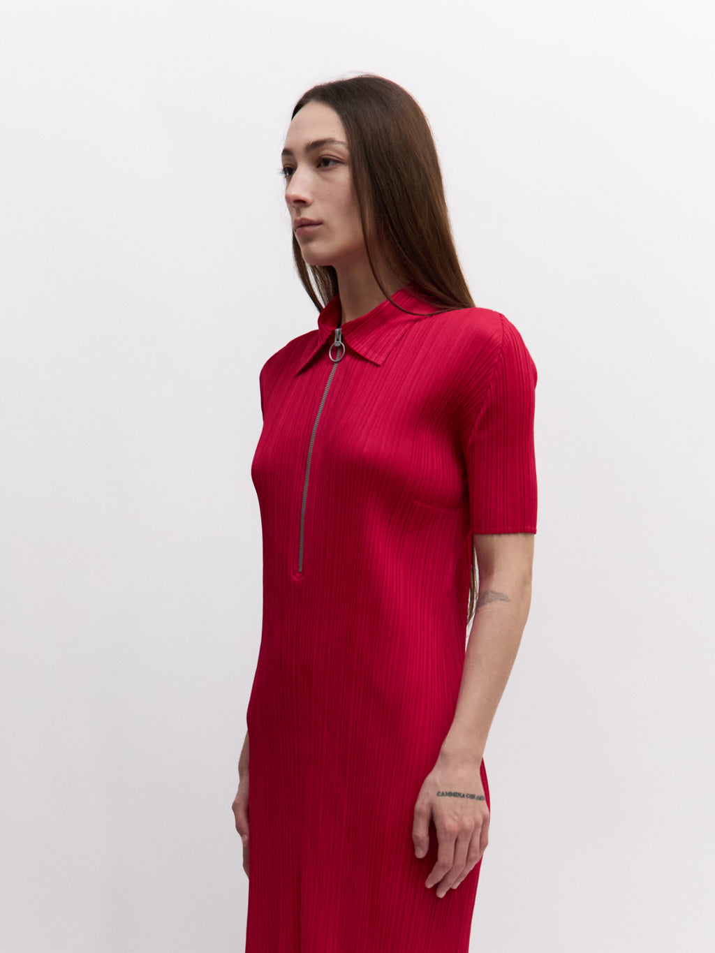 Pleats Please Hot Pink Zip Dress