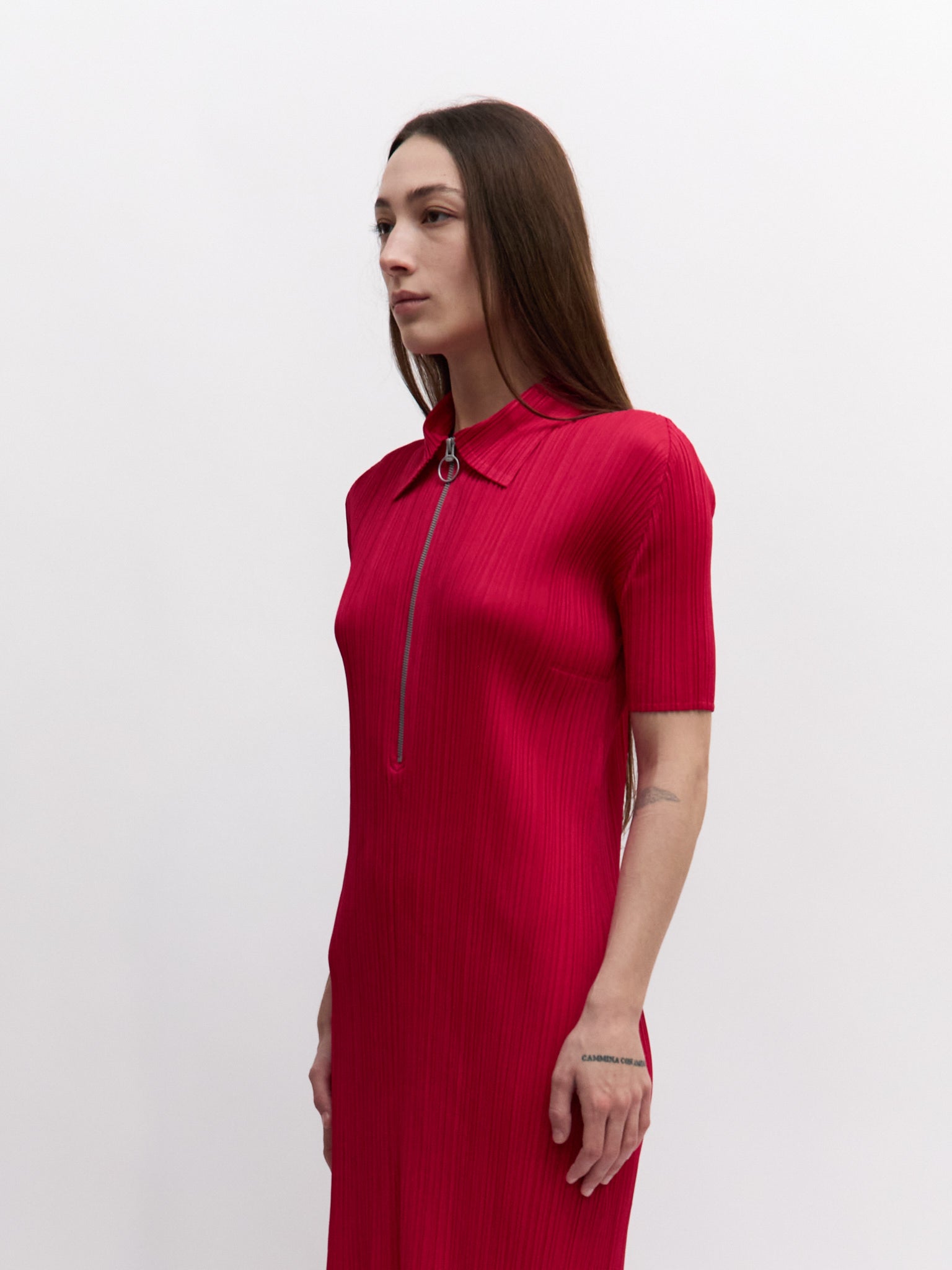 Pleats Please Hot Pink Zip Dress