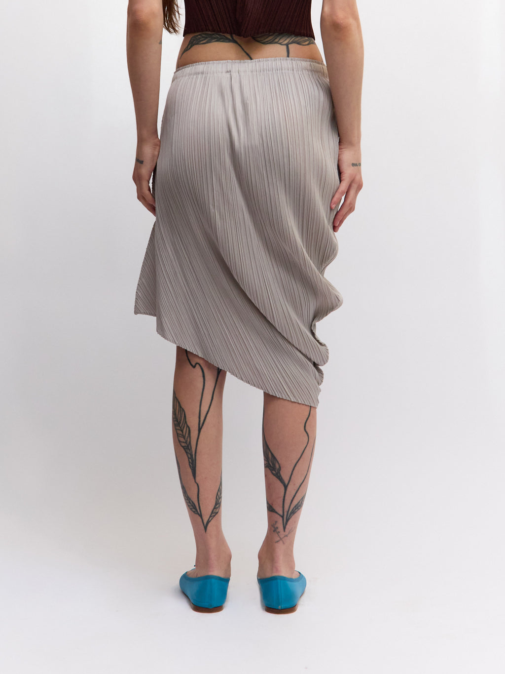 Issey Miyake Silver Pleats Please Asymmetrical Skirt
