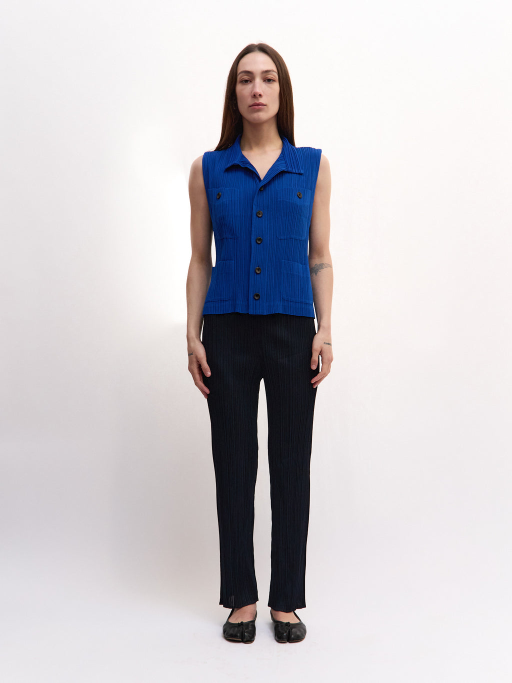Issey Miyake Blue Pleats Please Sleeveless Vest