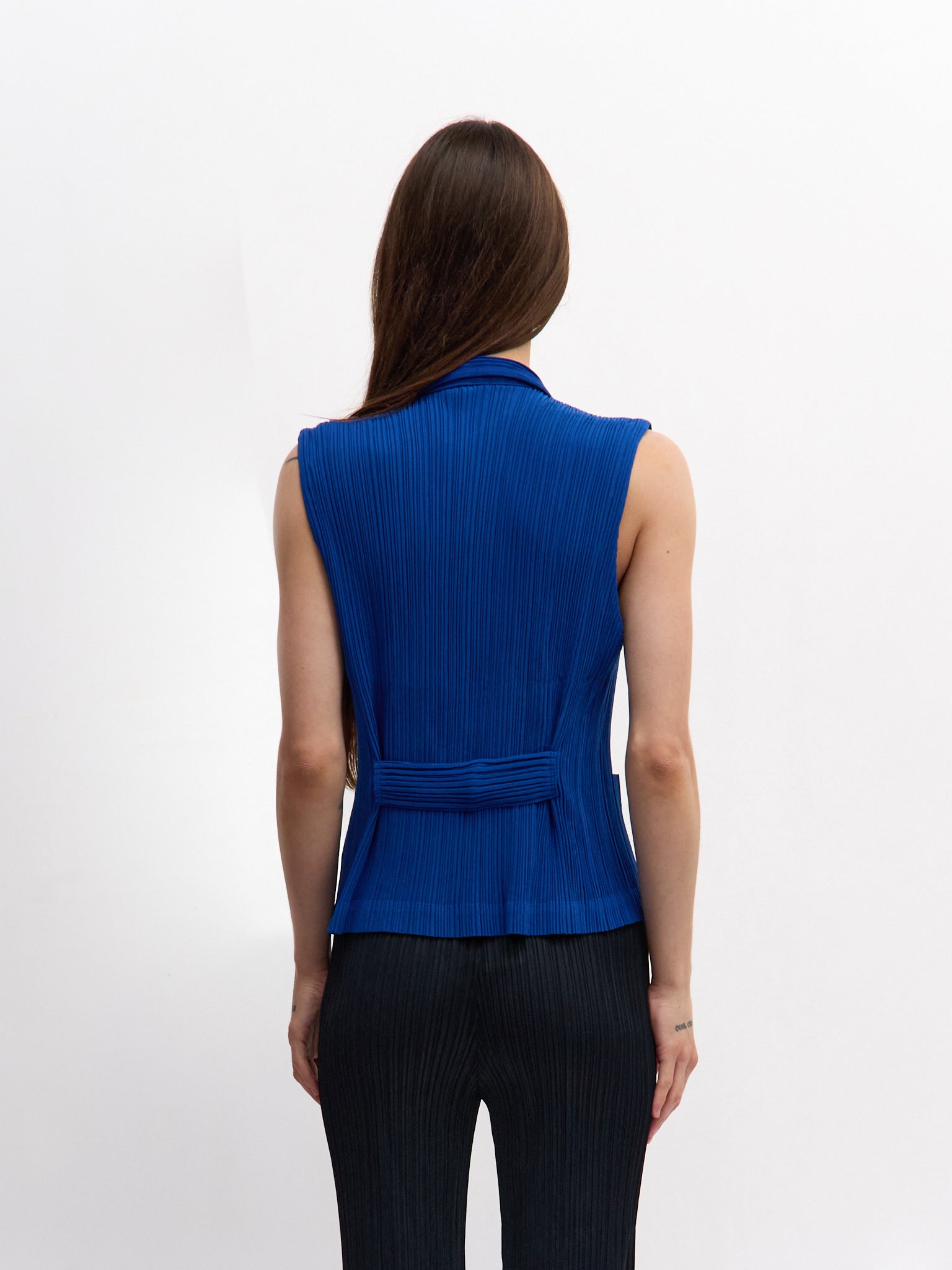 Issey Miyake Blue Pleats Please Sleeveless Vest
