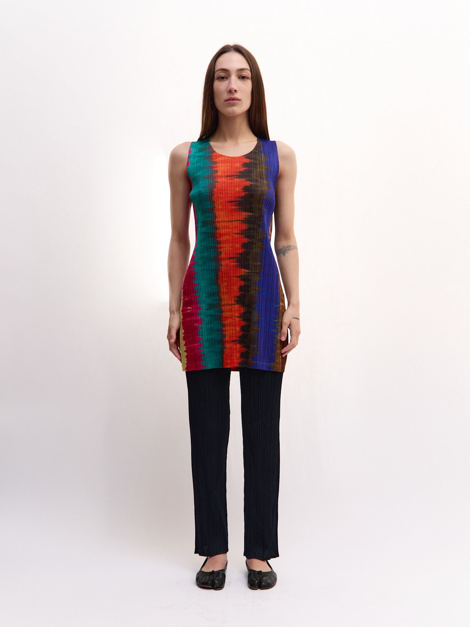 Pleats Please Multicolor Mini Dress