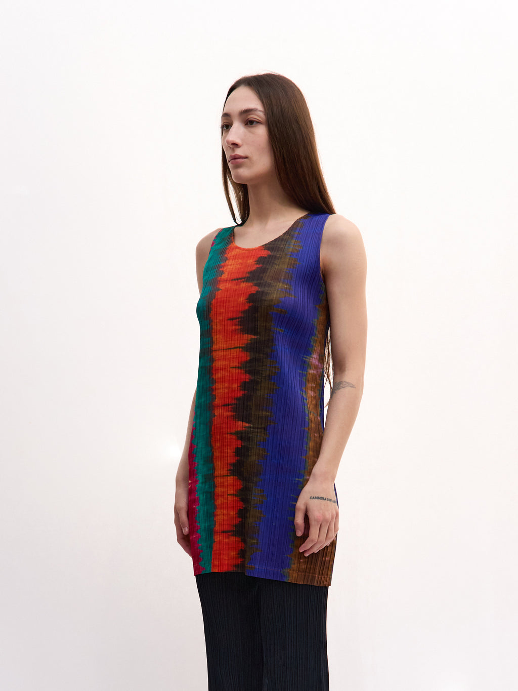Pleats Please Multicolor Mini Dress
