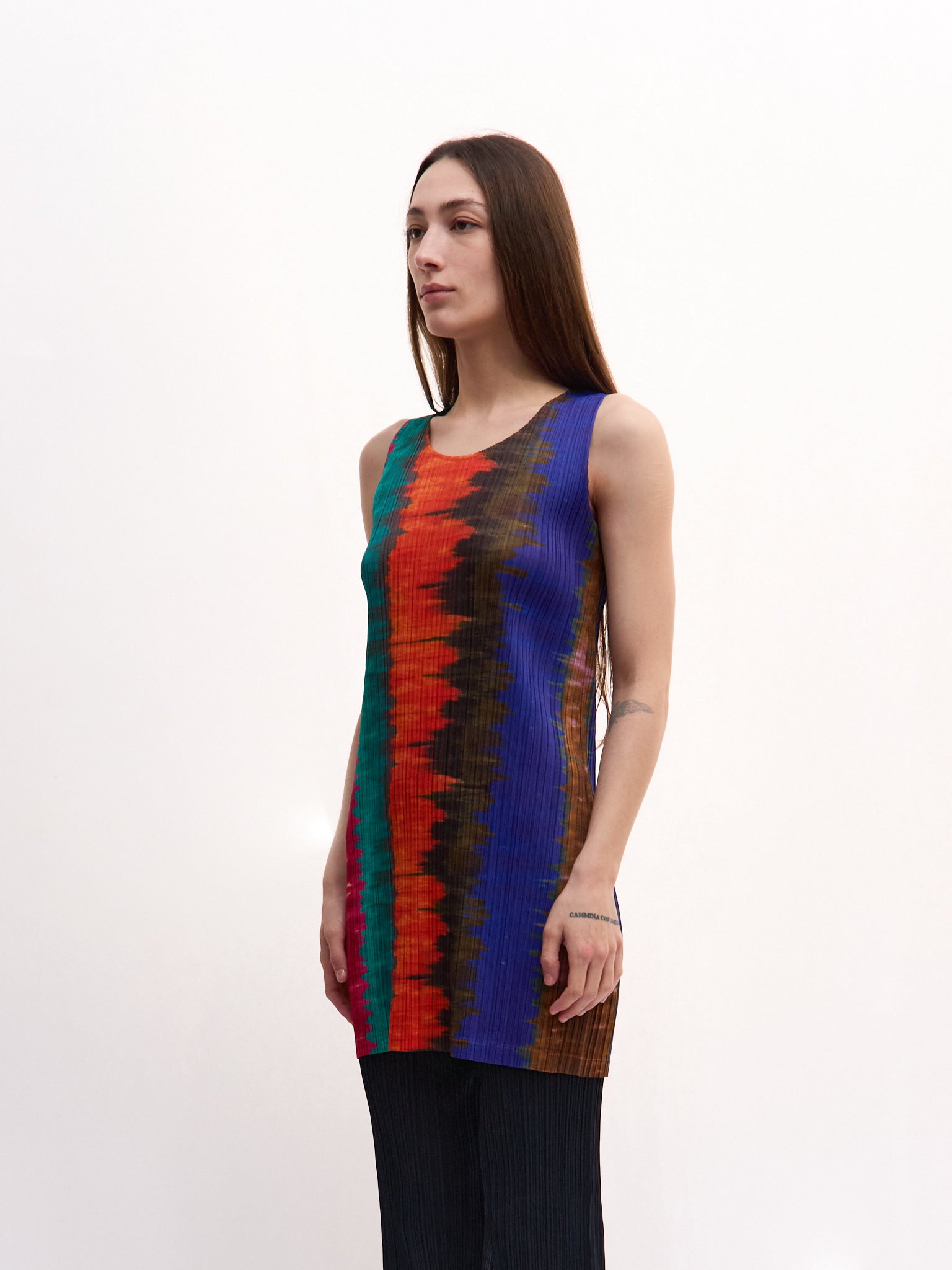 Pleats Please Multicolor Mini Dress