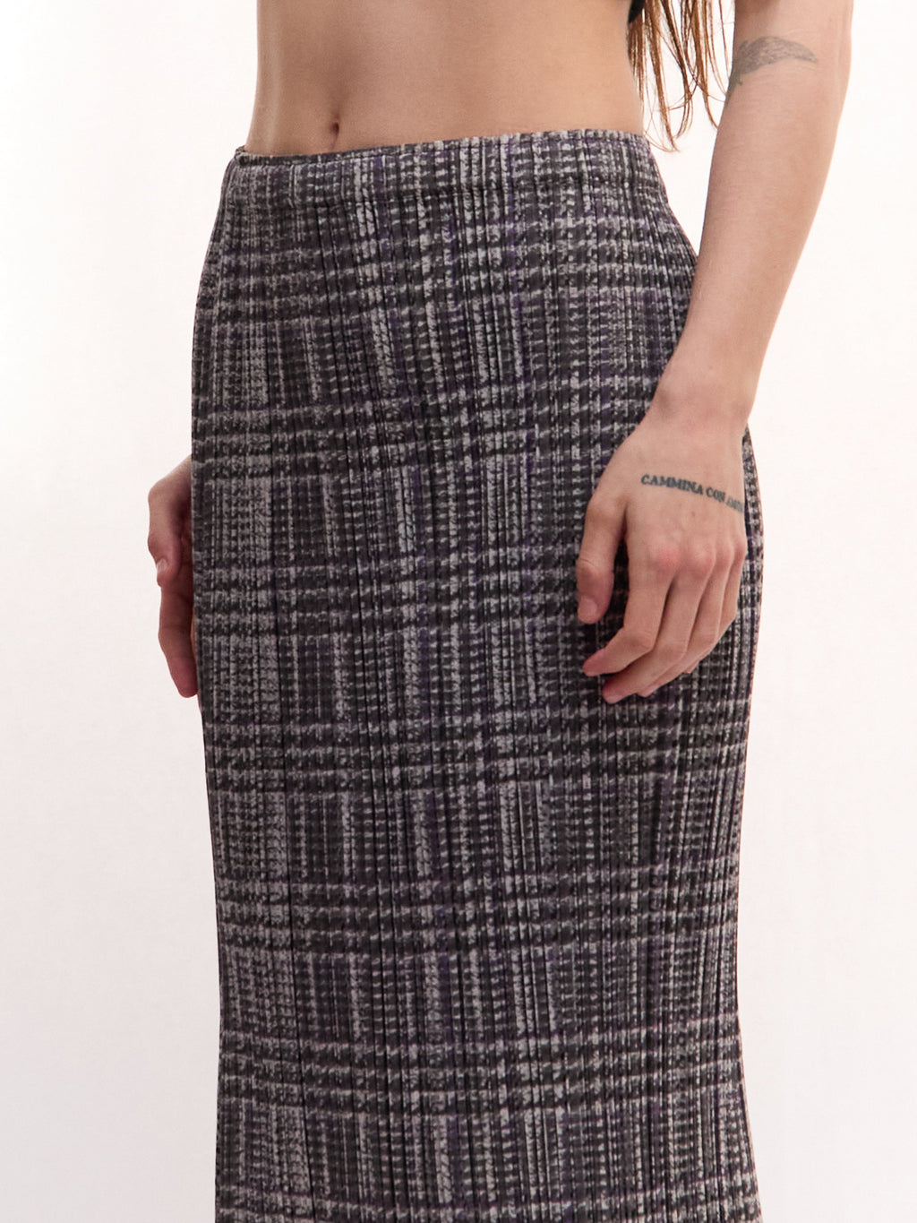 Pleats Please Plaid Midi Skirt