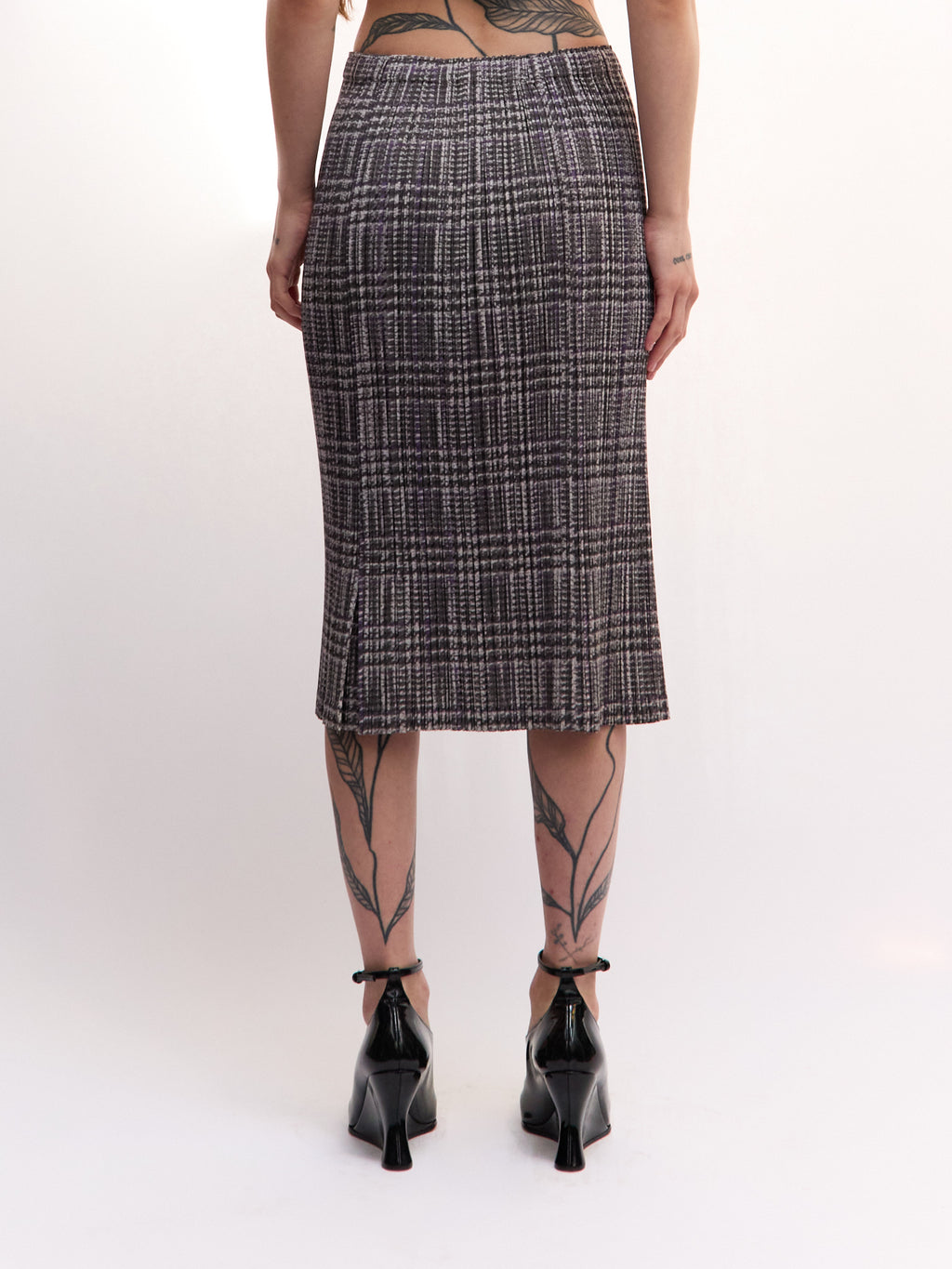 Pleats Please Plaid Midi Skirt