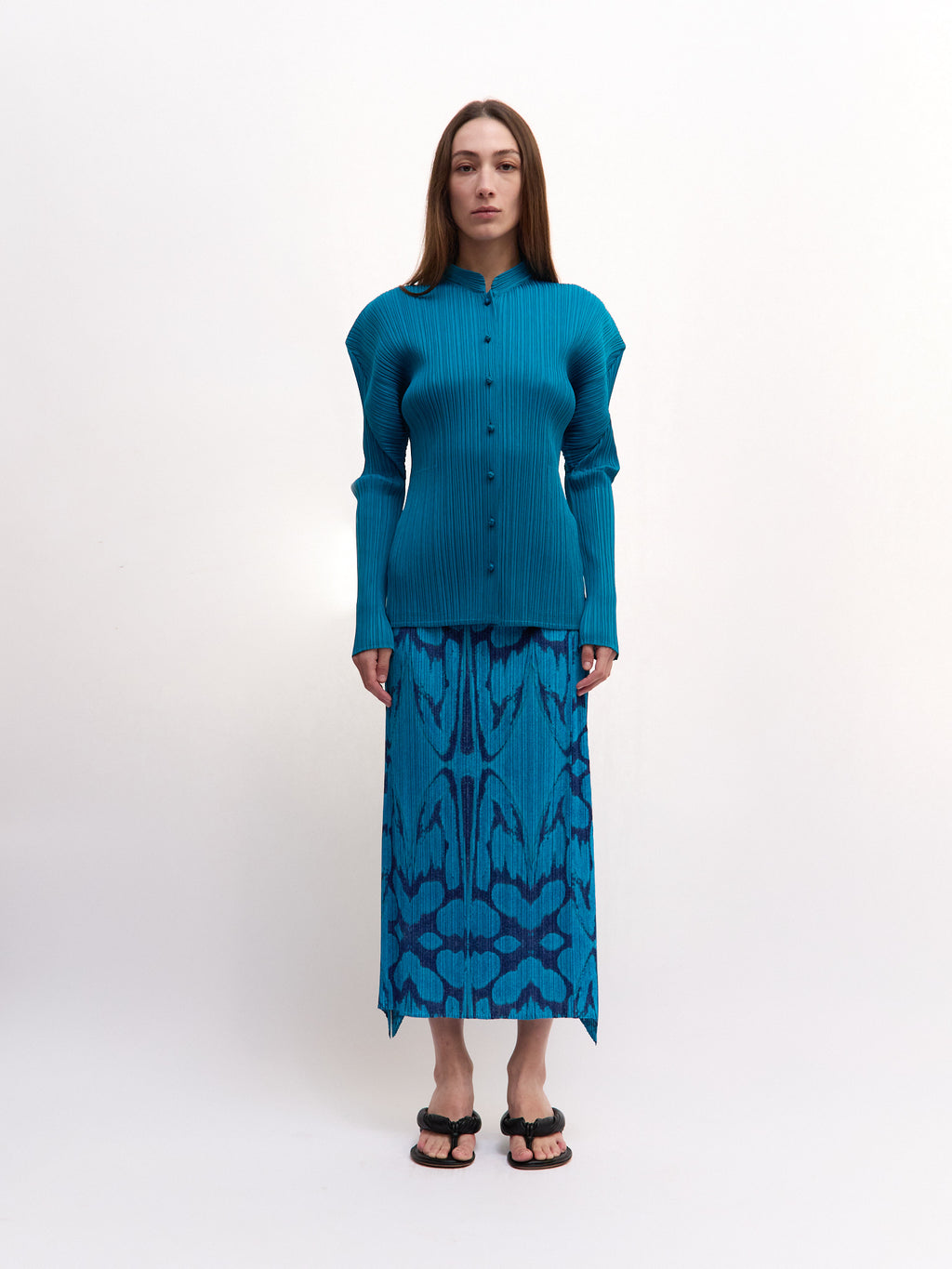 Pleats Please Blue Chinese Knot Longsleeve