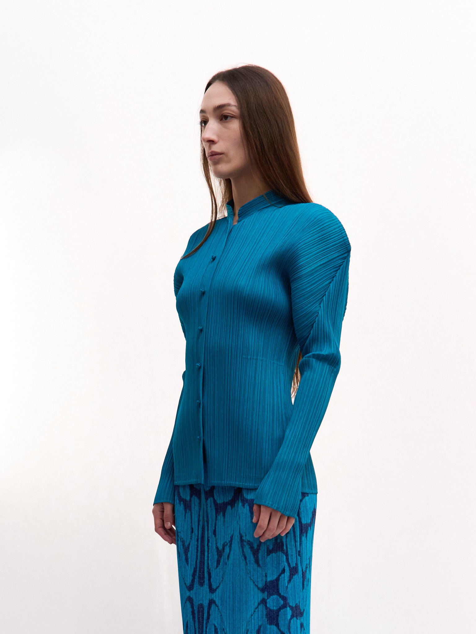 Pleats Please Blue Chinese Knot Longsleeve