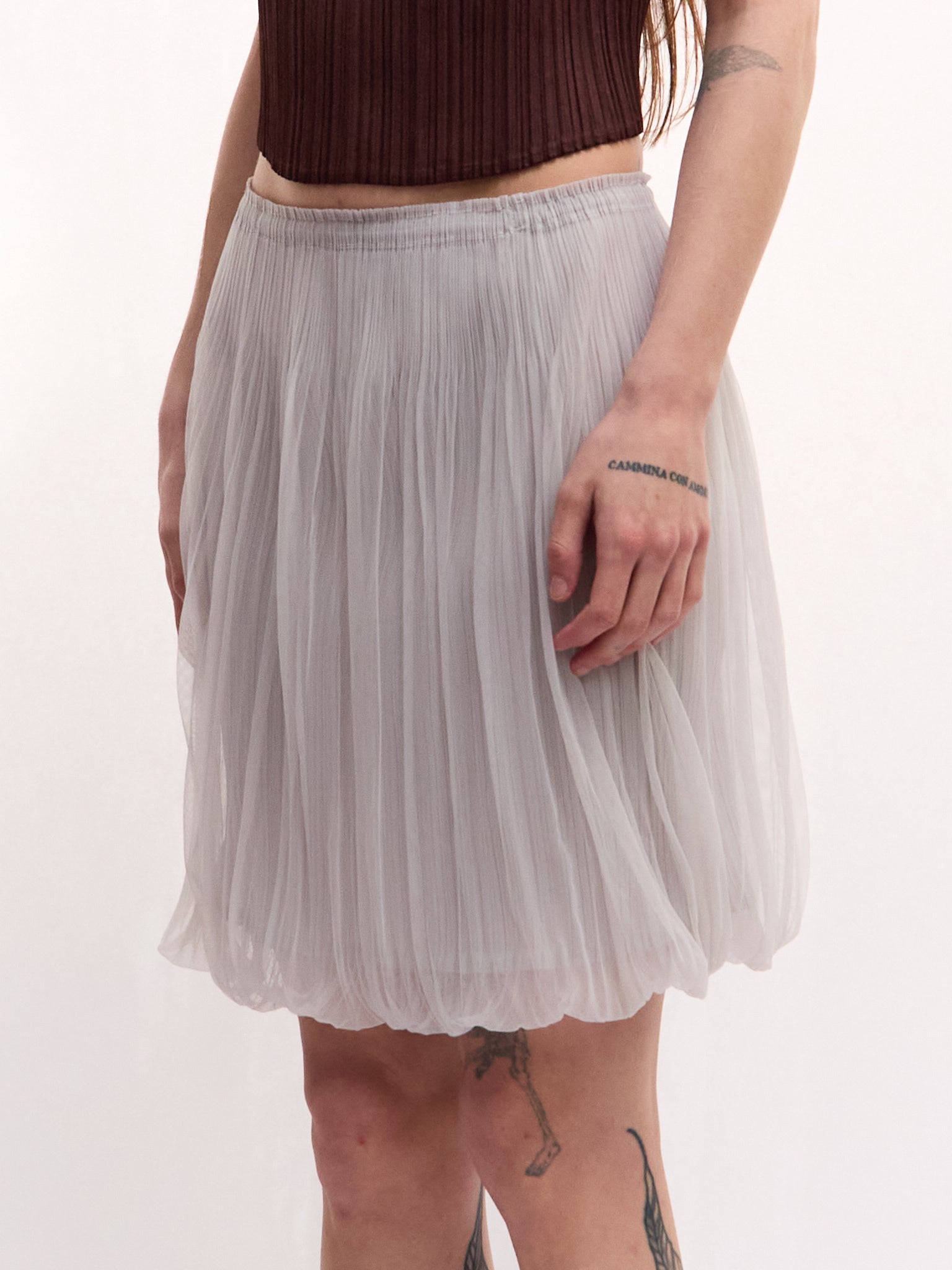 Pleats Please Grey Mini Bubble Skirt
