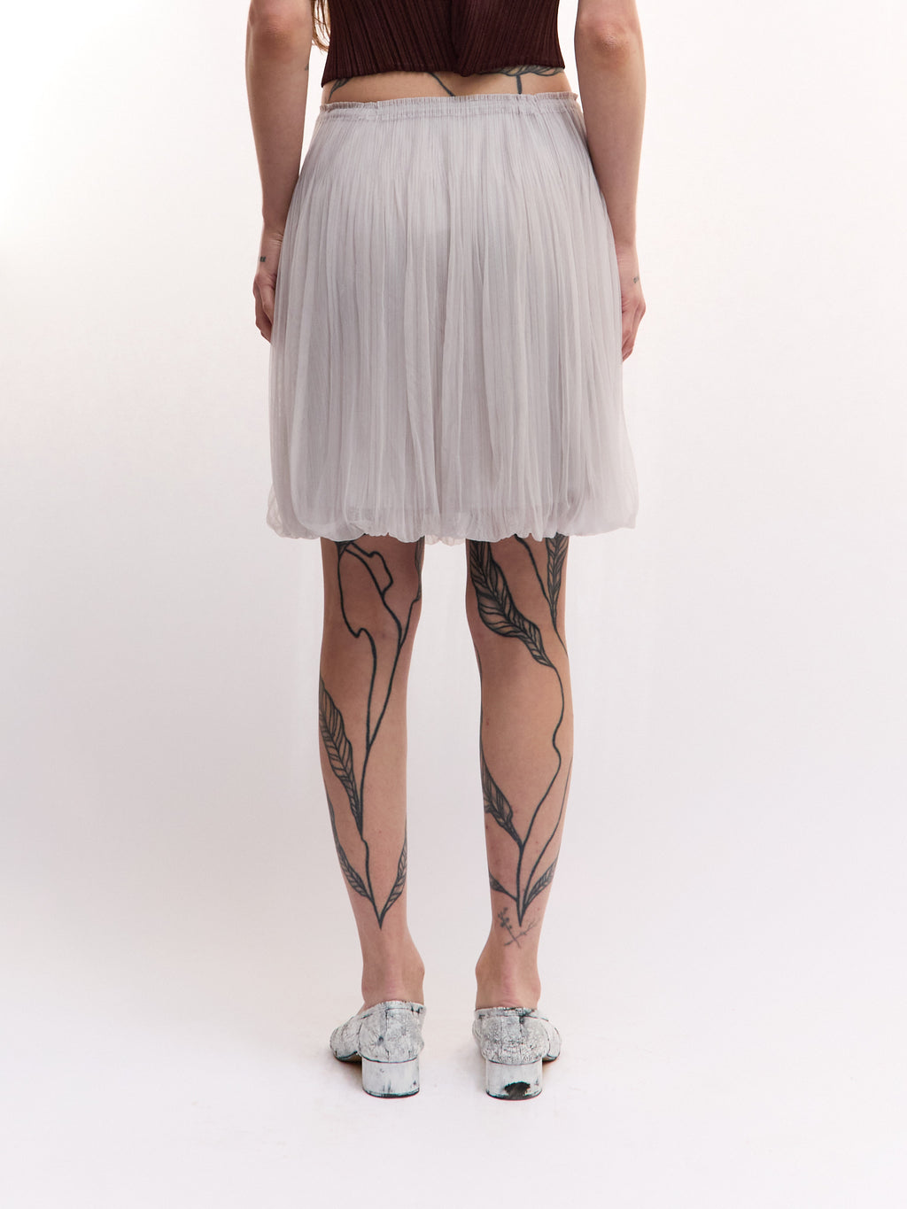 Pleats Please Grey Mini Bubble Skirt