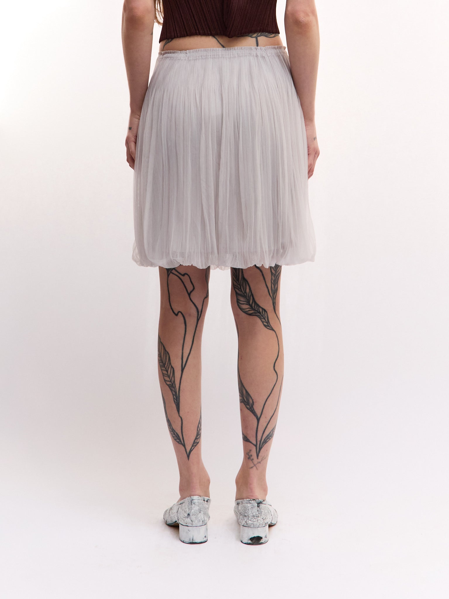 Pleats Please Grey Mini Bubble Skirt