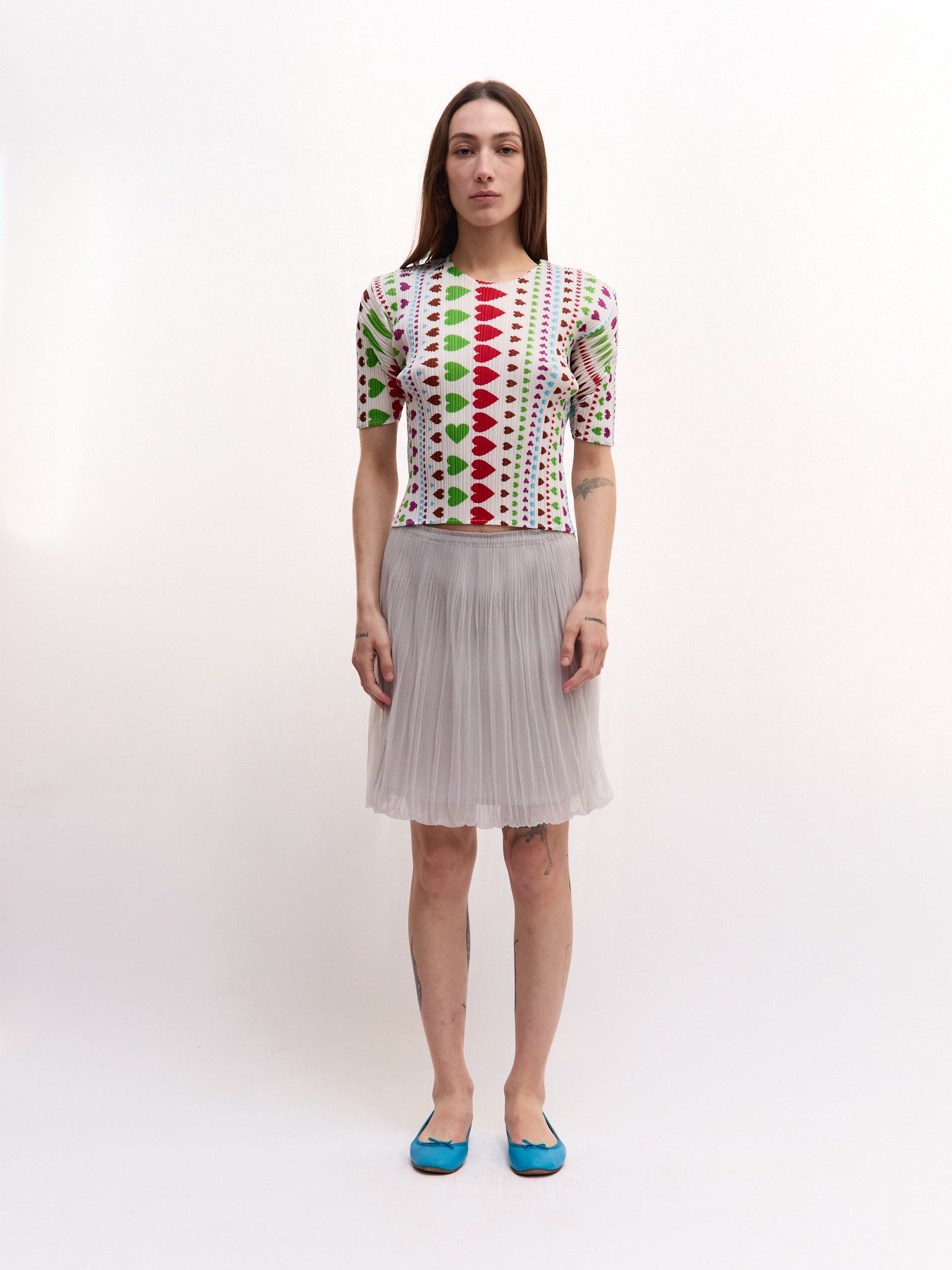 Pleats Please Heart Print Short Sleeve
