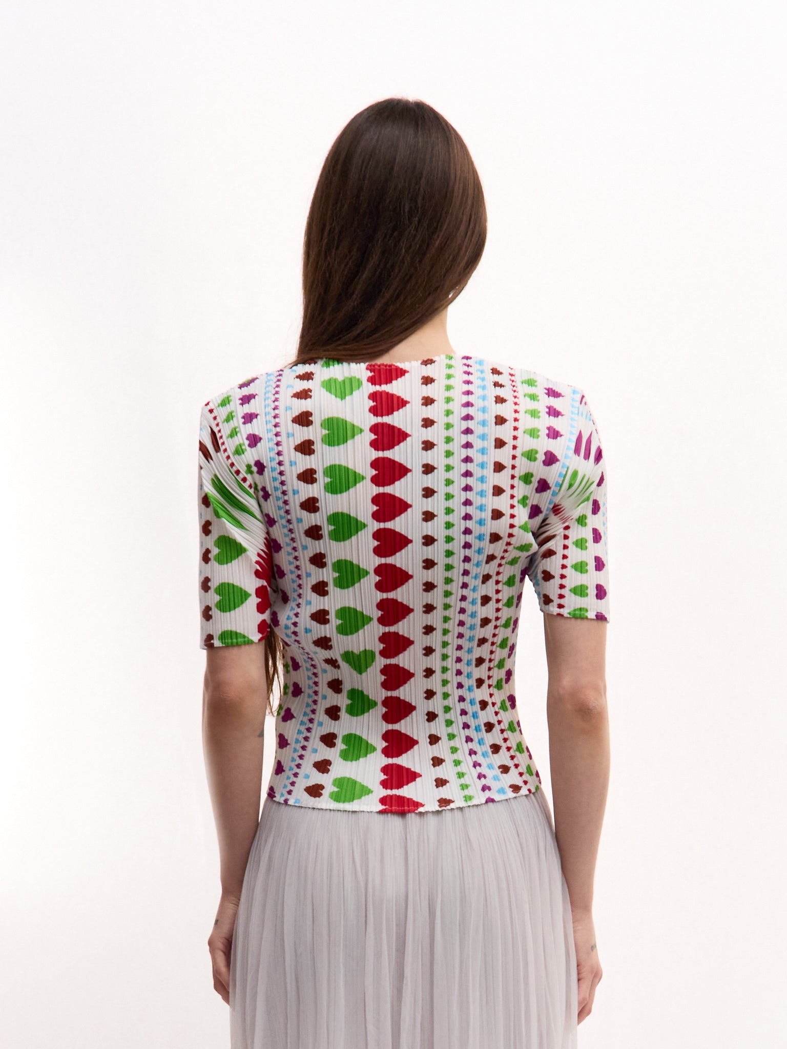 Pleats Please Heart Print Short Sleeve