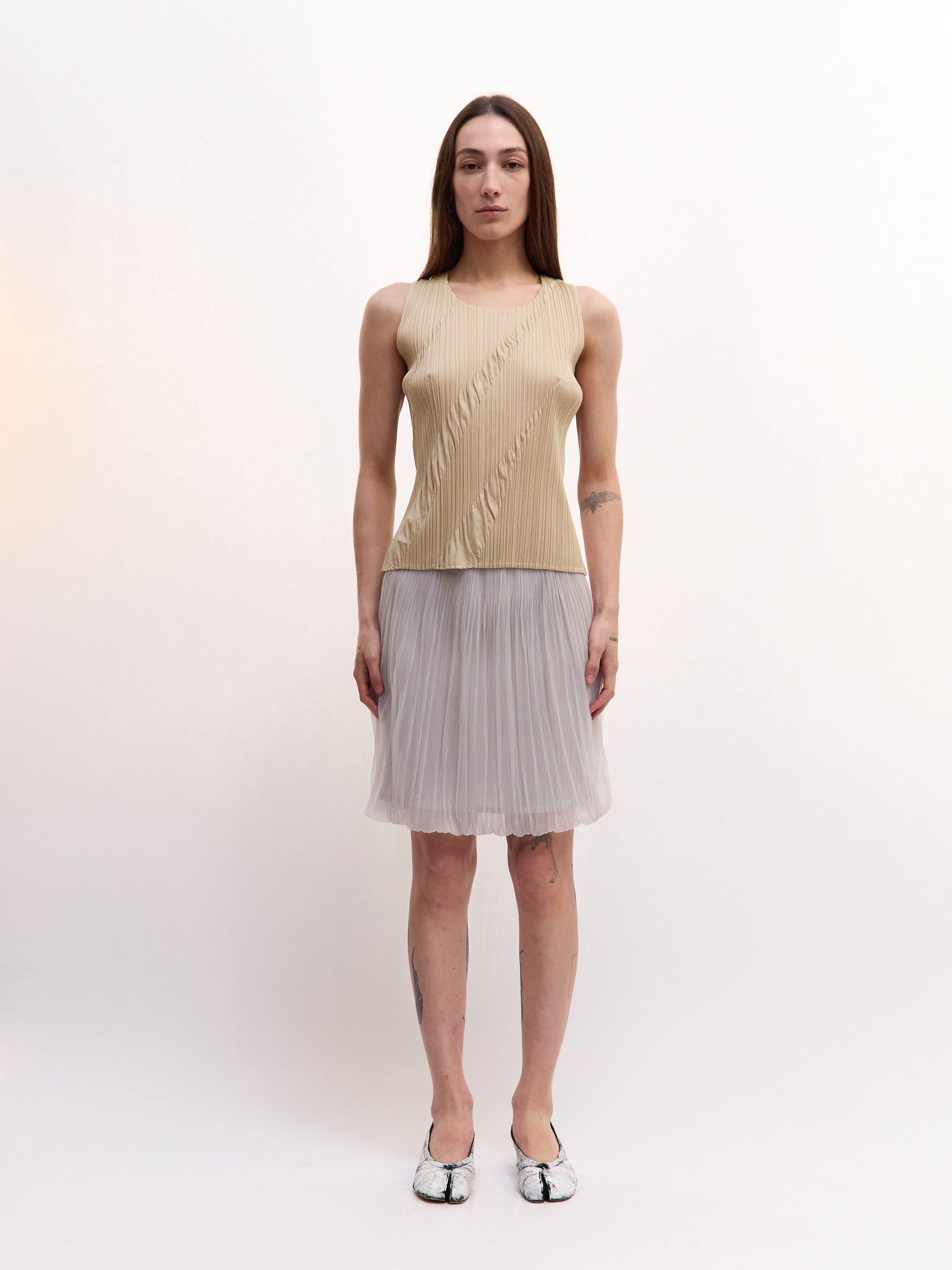 Pleats Please Grey Mini Bubble Skirt
