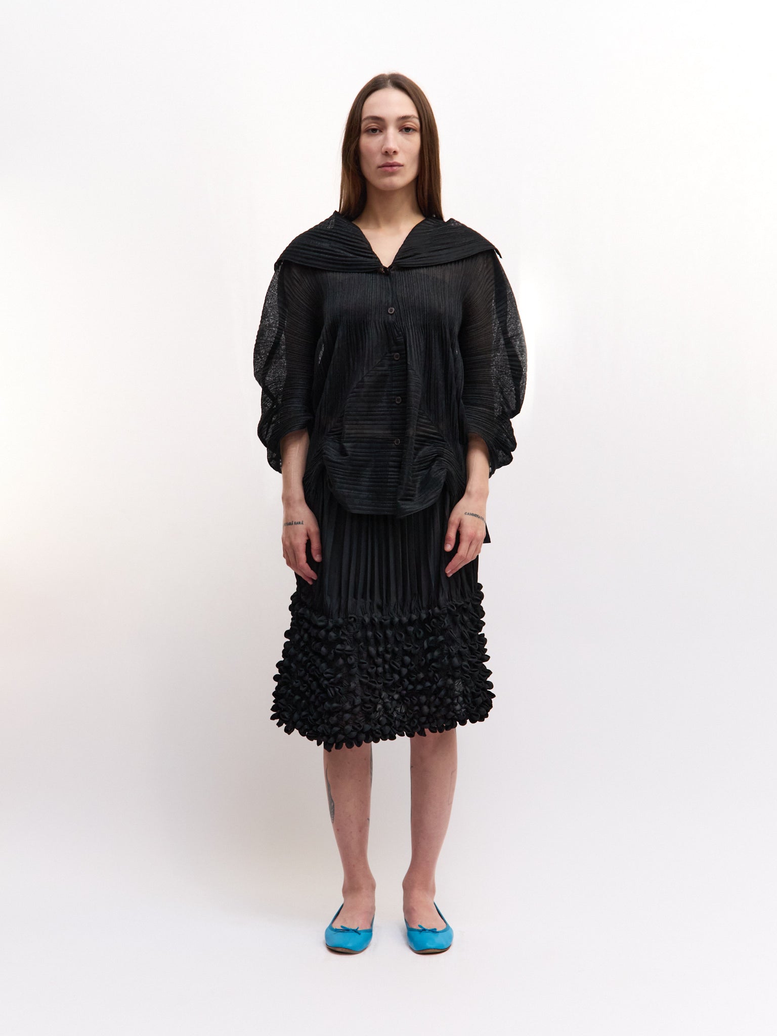 Issey Miyake 3-D Semi-Sheer Long Sleeve