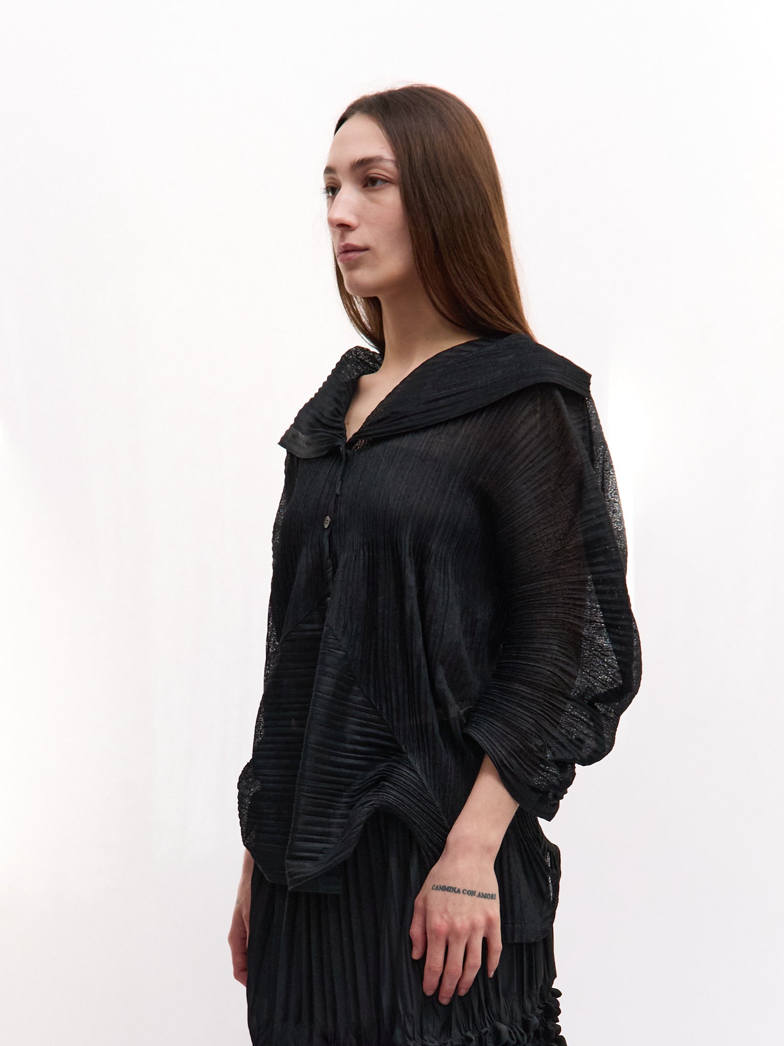 Issey Miyake 3-D Semi-Sheer Long Sleeve