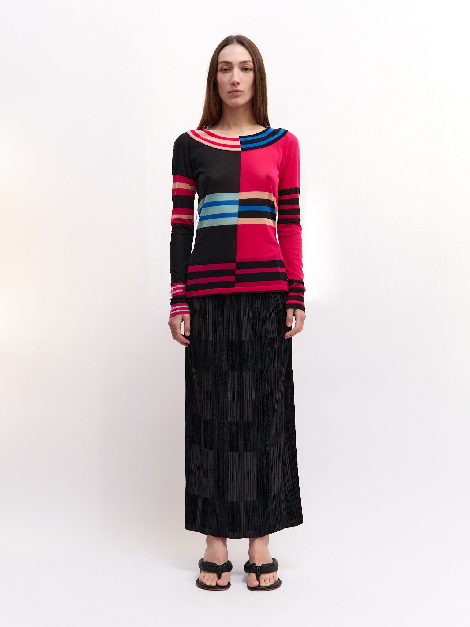 Issey Miyake Black Velvet Pleated Skirt