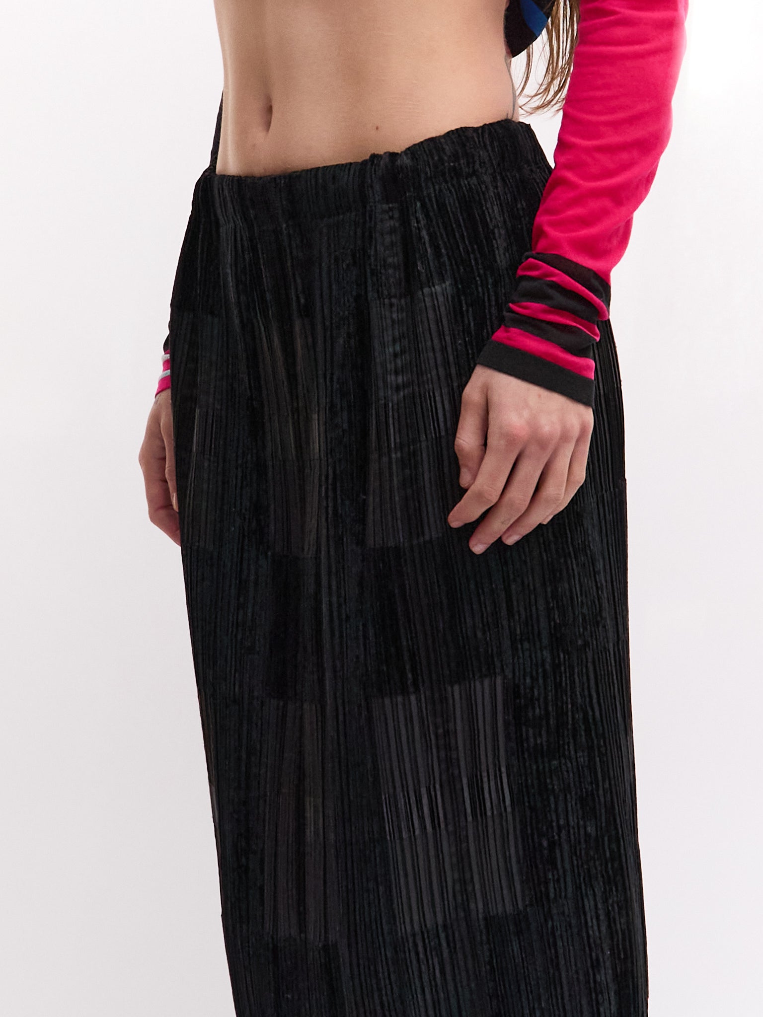 Issey Miyake Black Velvet Pleated Skirt