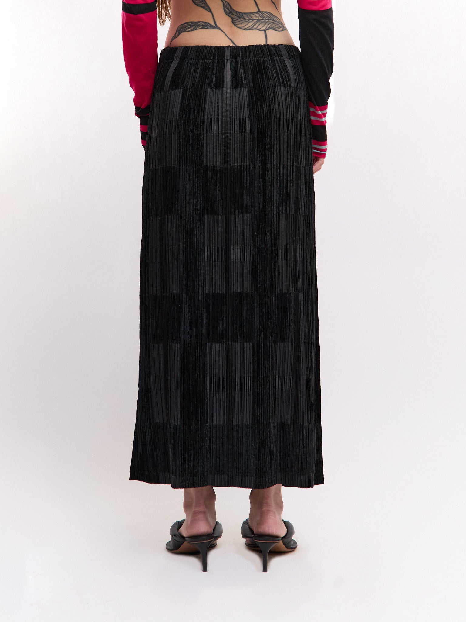 Issey Miyake Black Velvet Pleated Skirt