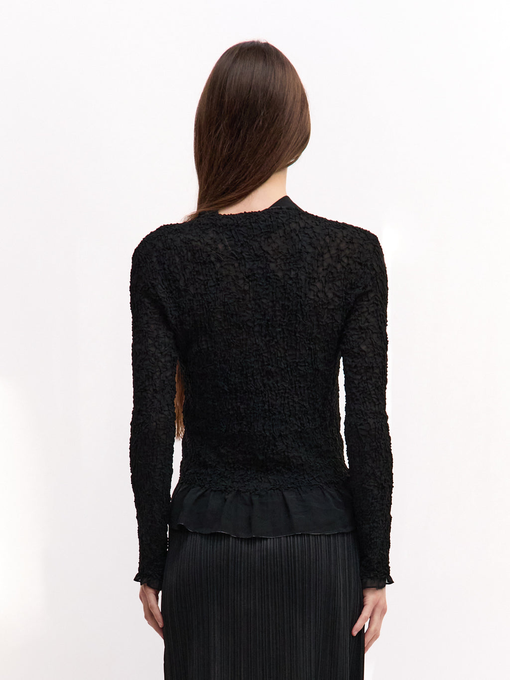 Issey Miyake Fete Black Ruffle Cardigan