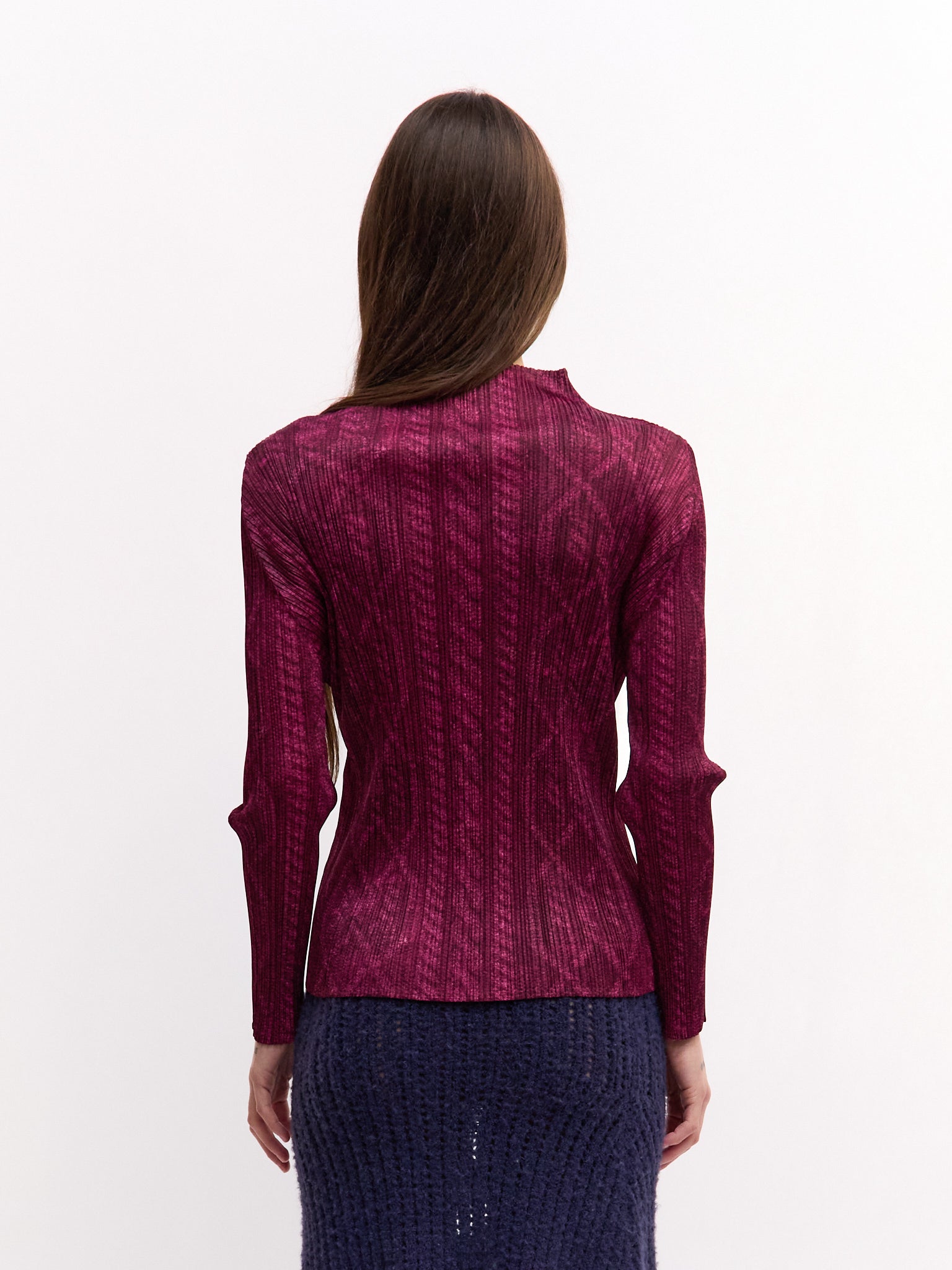 Pleats Please Burgundy Print Longsleeve