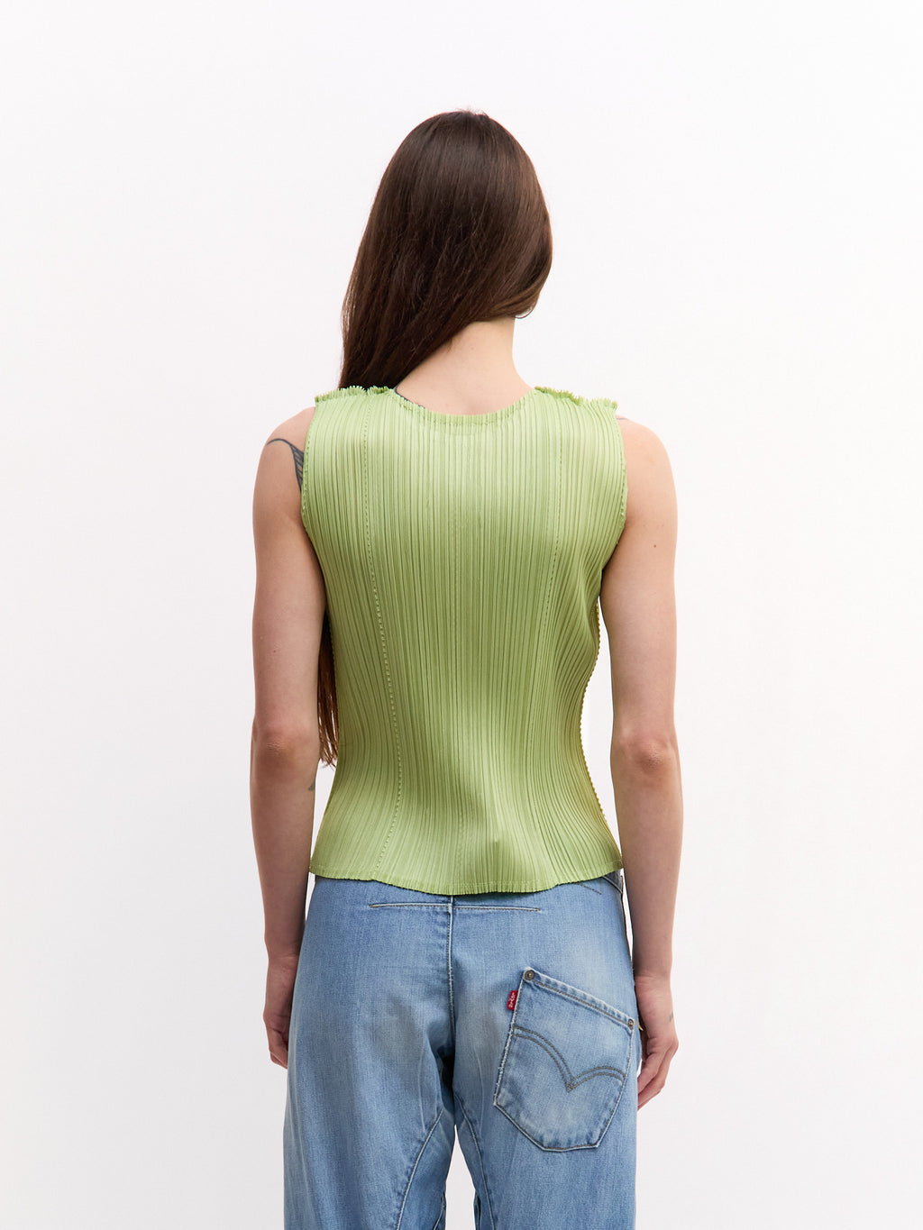 Pleats Please 2004 Green Chinese Knot Top