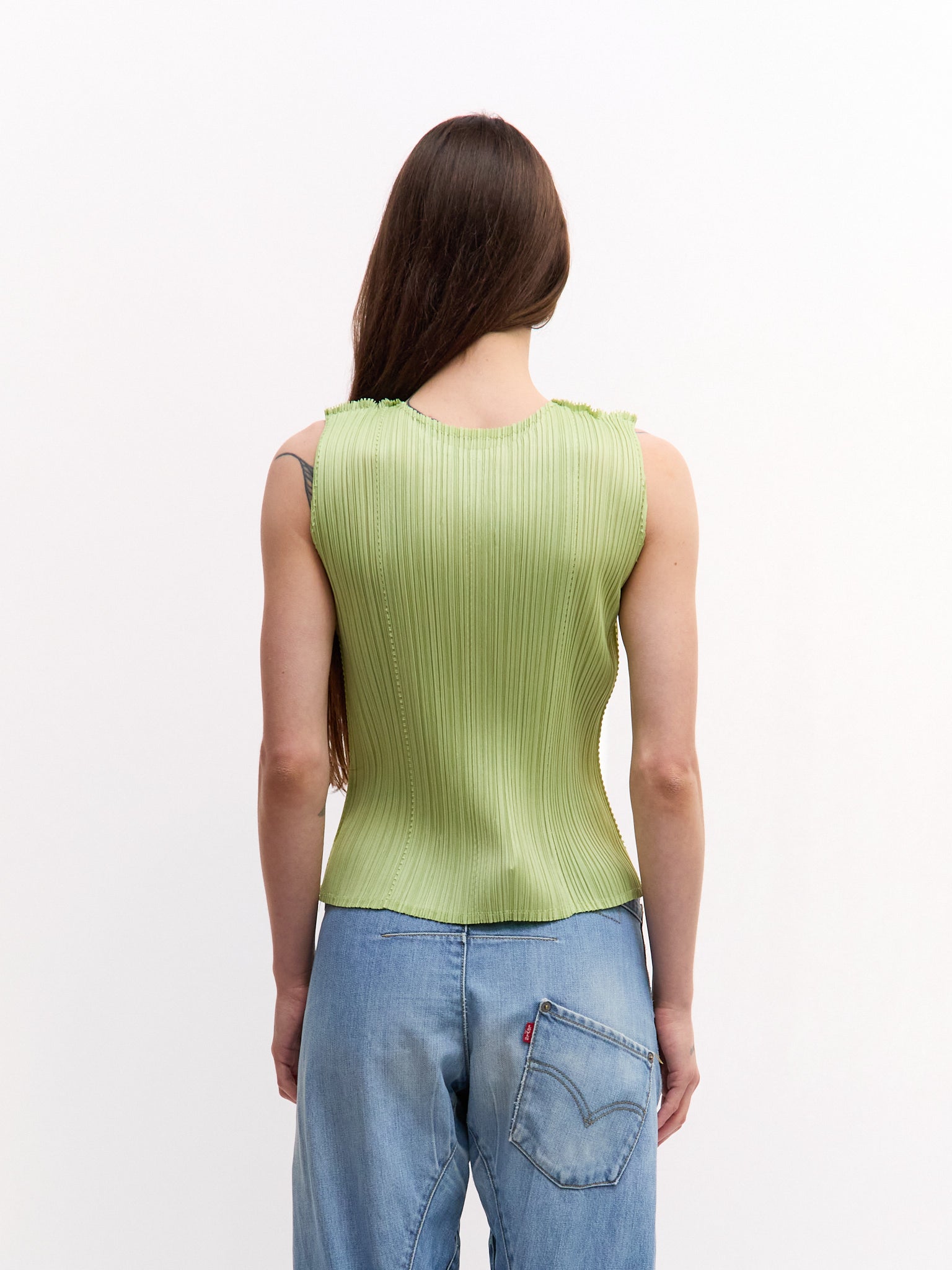 Pleats Please 2004 Green Chinese Knot Top