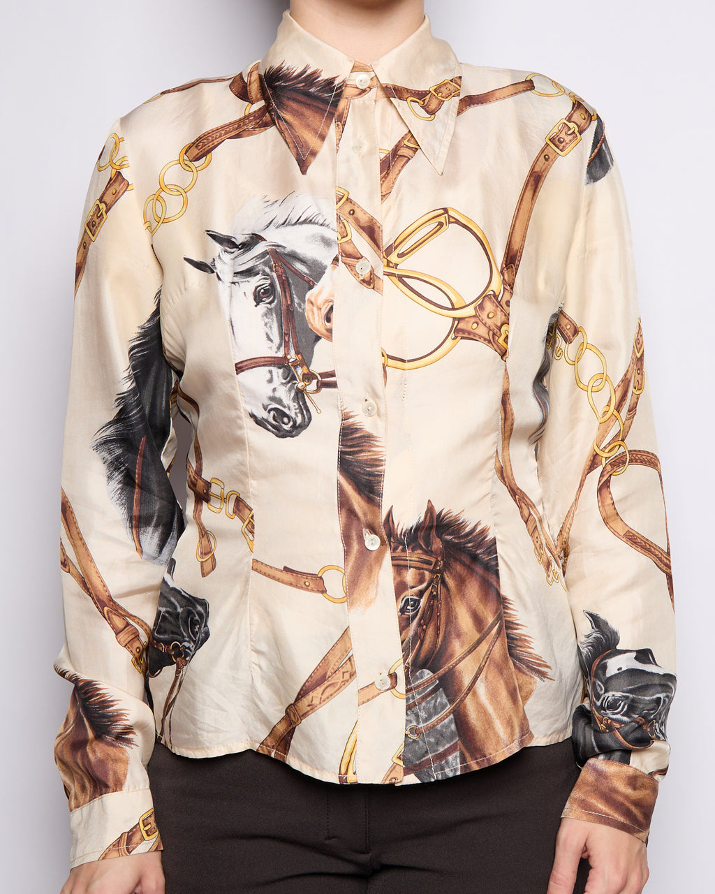 Dolce & Gabbana Horse Print Silk Blouse