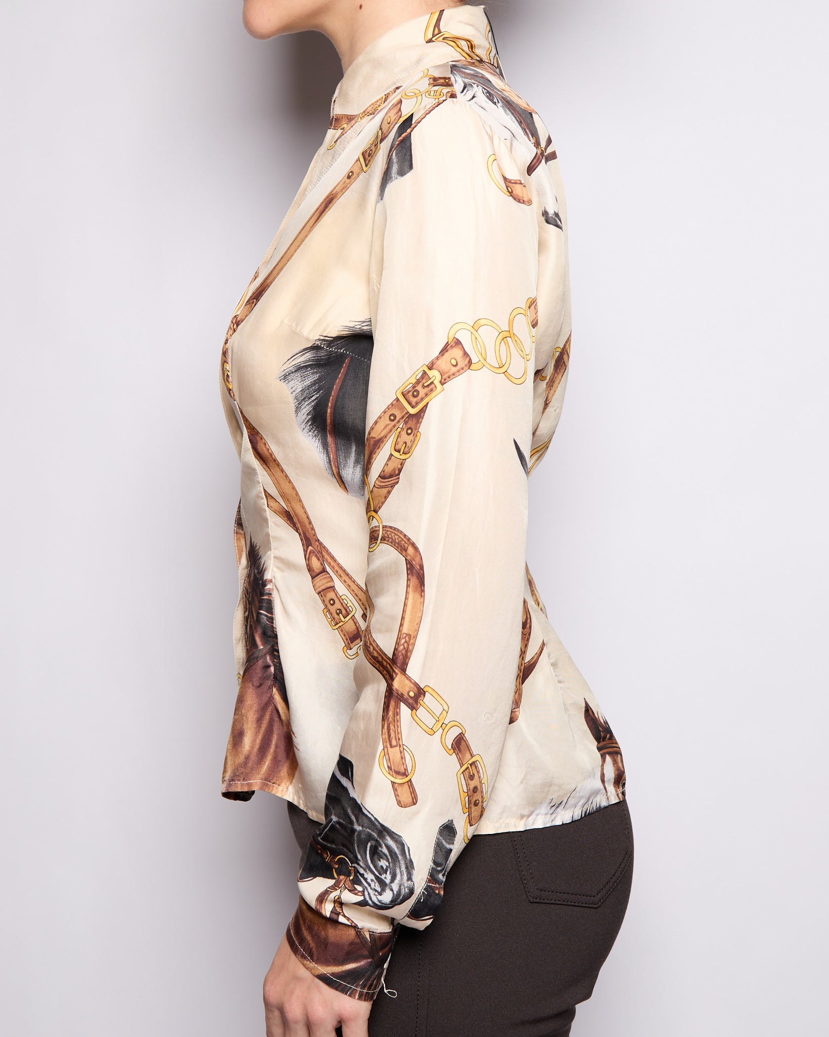 Dolce & Gabbana Horse Print Silk Blouse