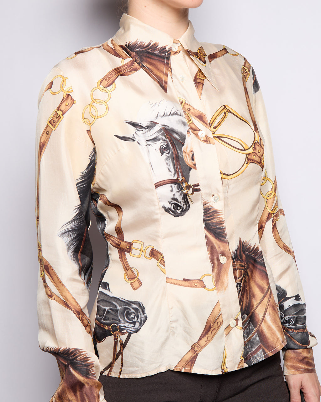 Dolce & Gabbana Horse Print Silk Blouse