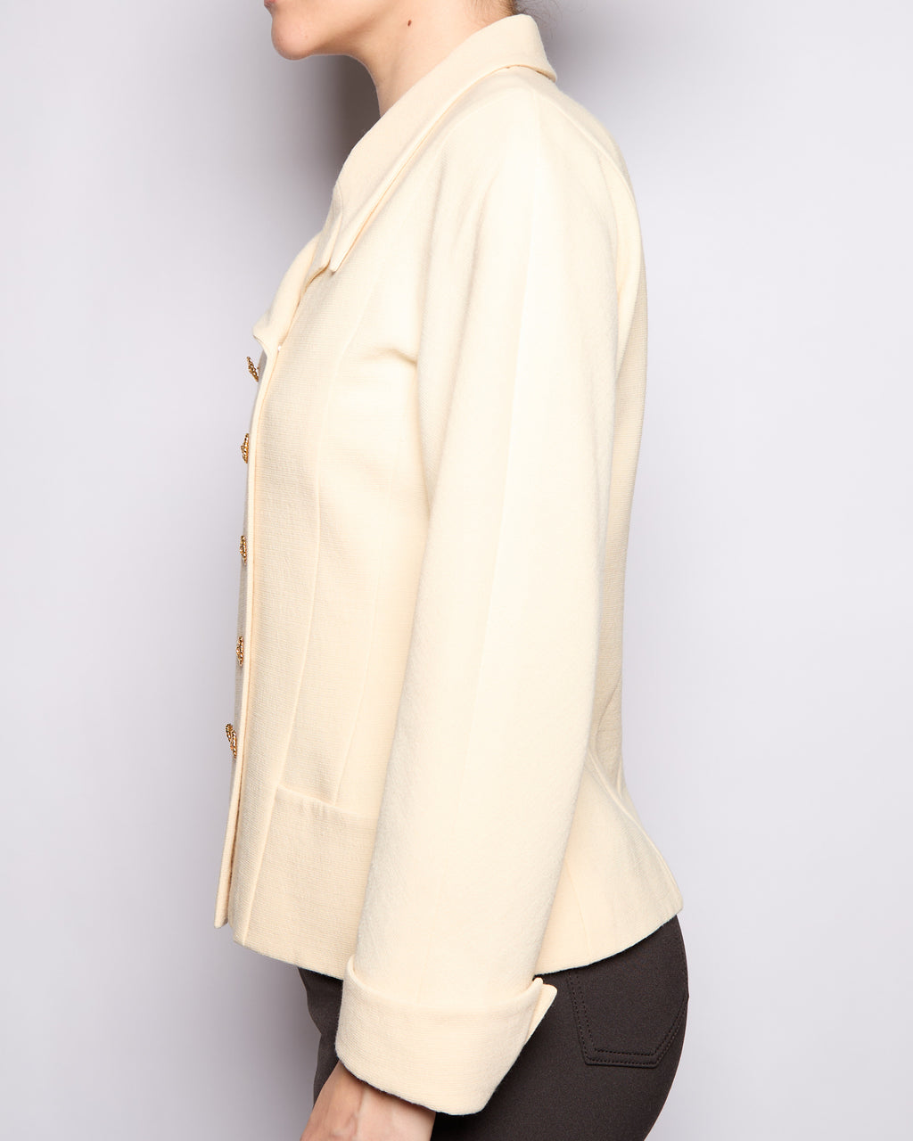 90's Chanel Wool Ivory Jacket Set, Size 40