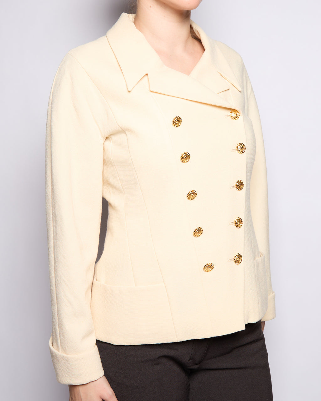 90's Chanel Wool Ivory Jacket Set, Size 40