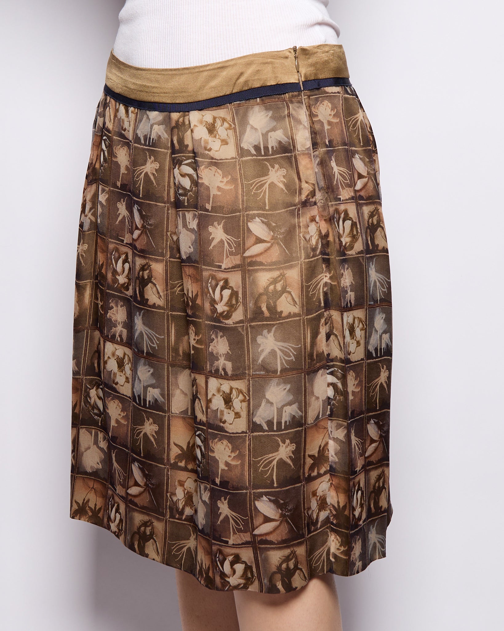 Alberta Ferretti Silk Printed Skirt