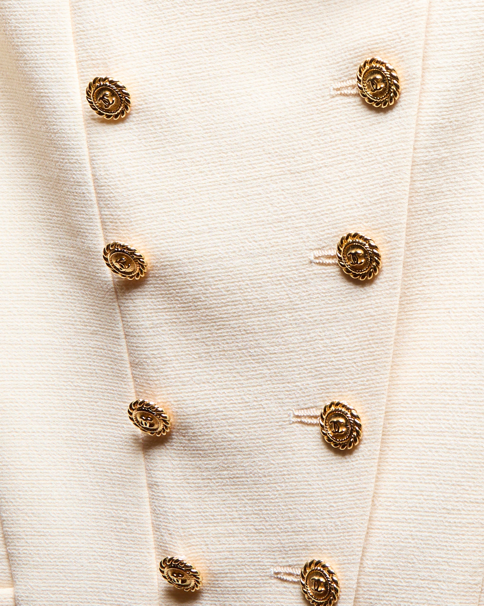 90's Chanel Wool Ivory Jacket Set, Size 40