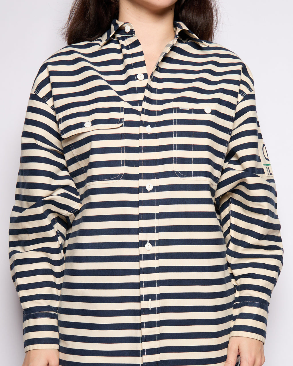 Vintage Ralph Lauren Navy Cream Striped Button Down