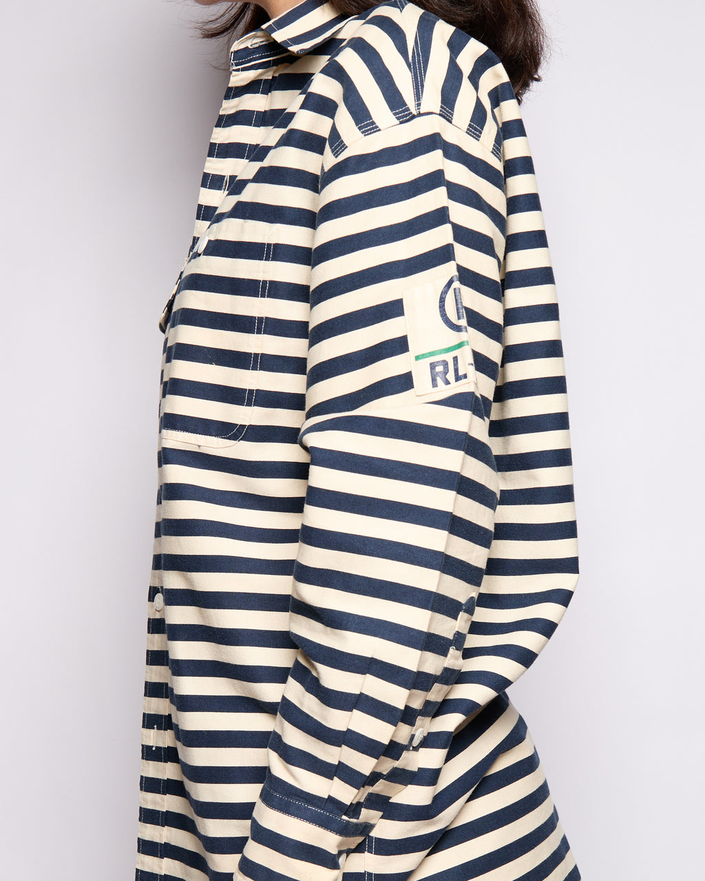 Vintage Ralph Lauren Navy Cream Striped Button Down