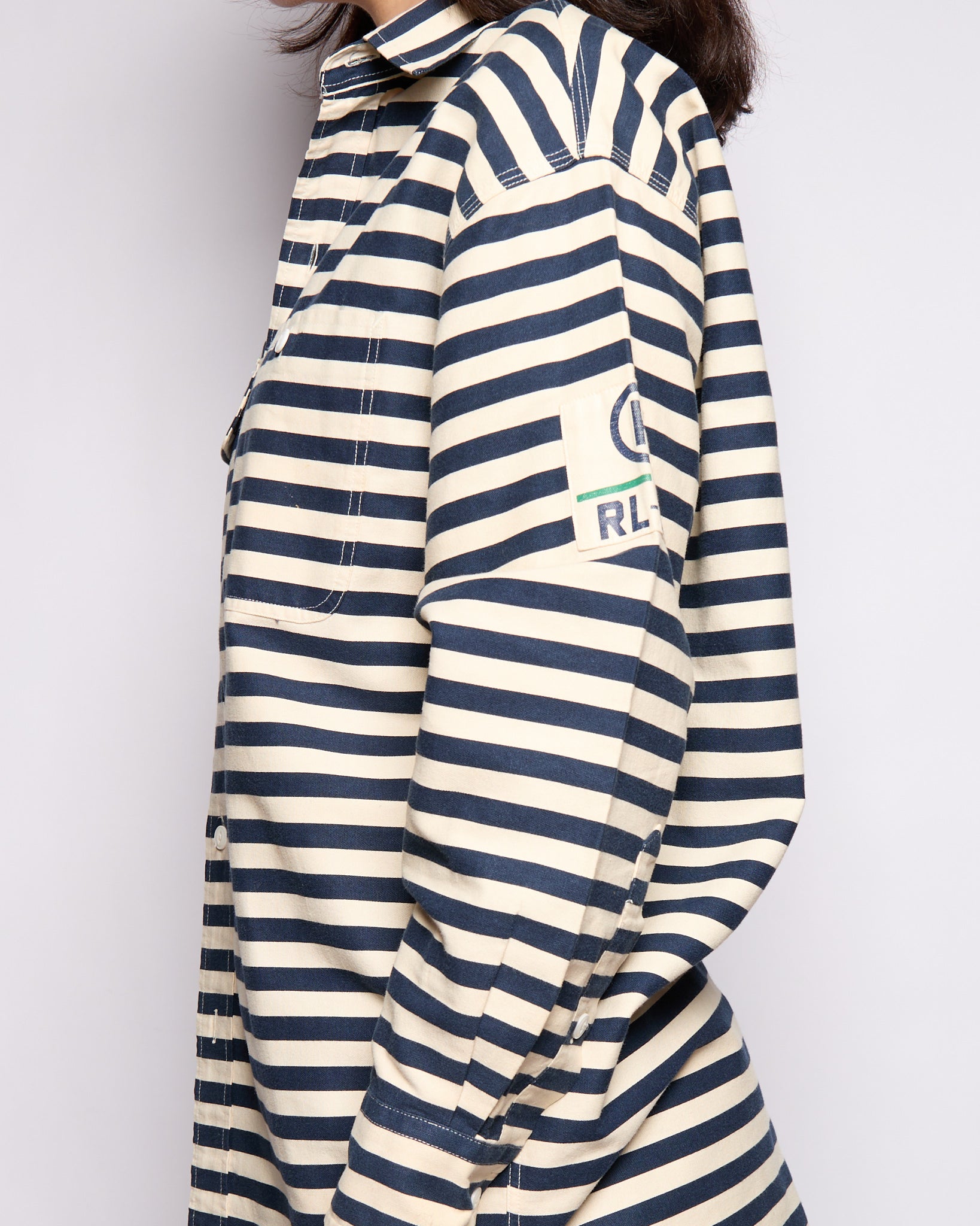 Vintage Ralph Lauren Navy Cream Striped Button Down