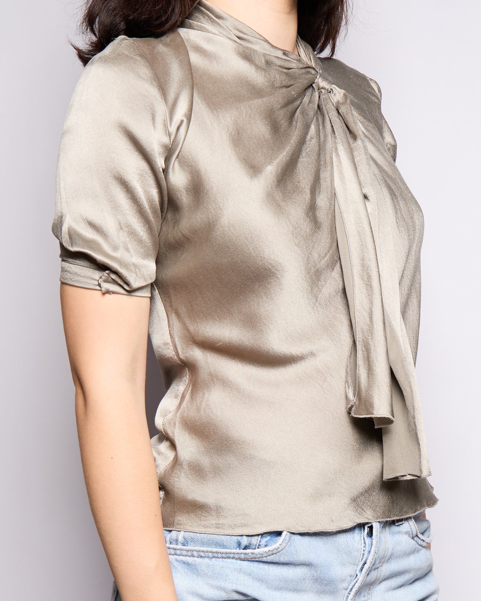 Philosophy by Alberta Feretti Silver Front Tie Top