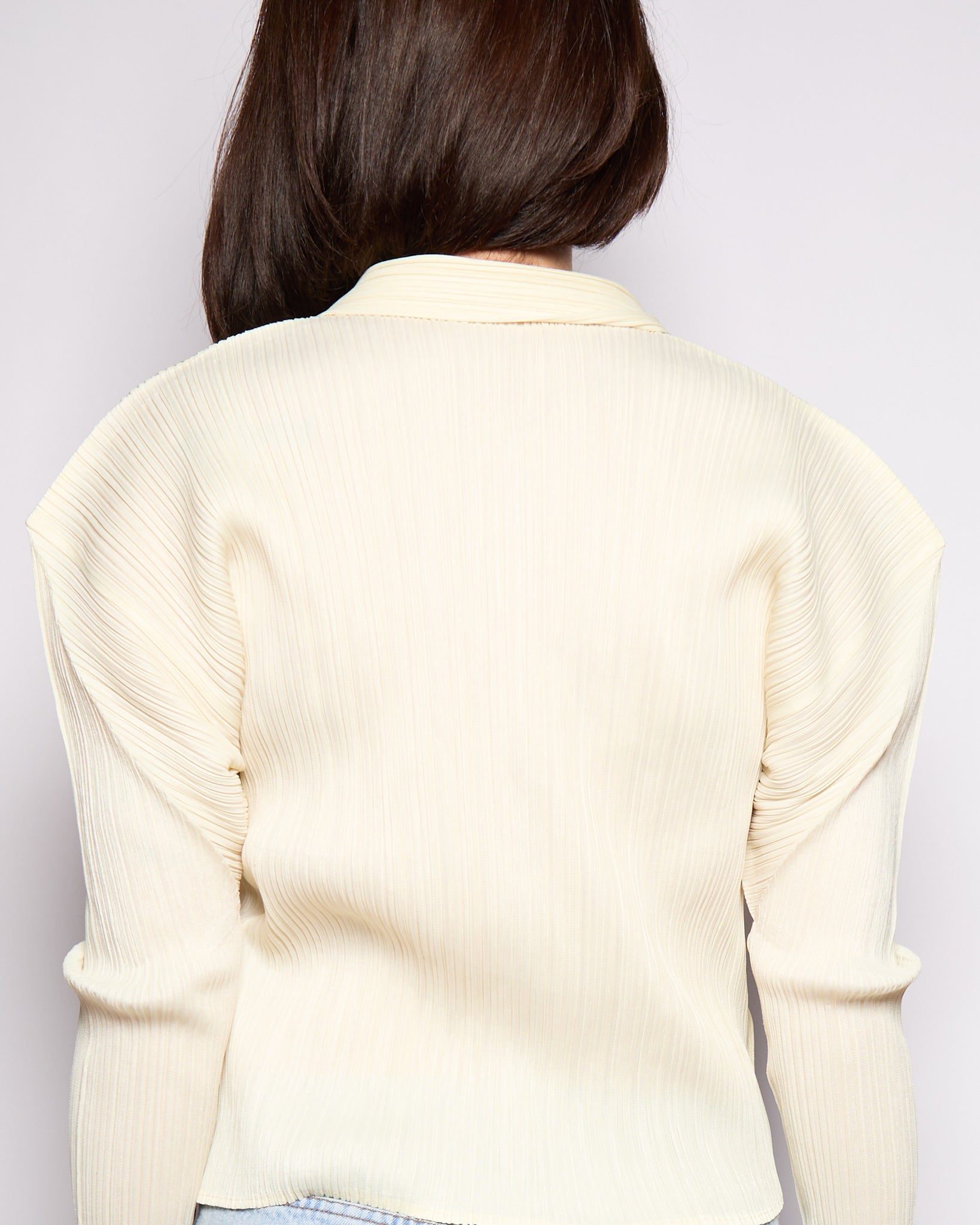 Issey Miyake Cream Pleats Please Cardigan Top