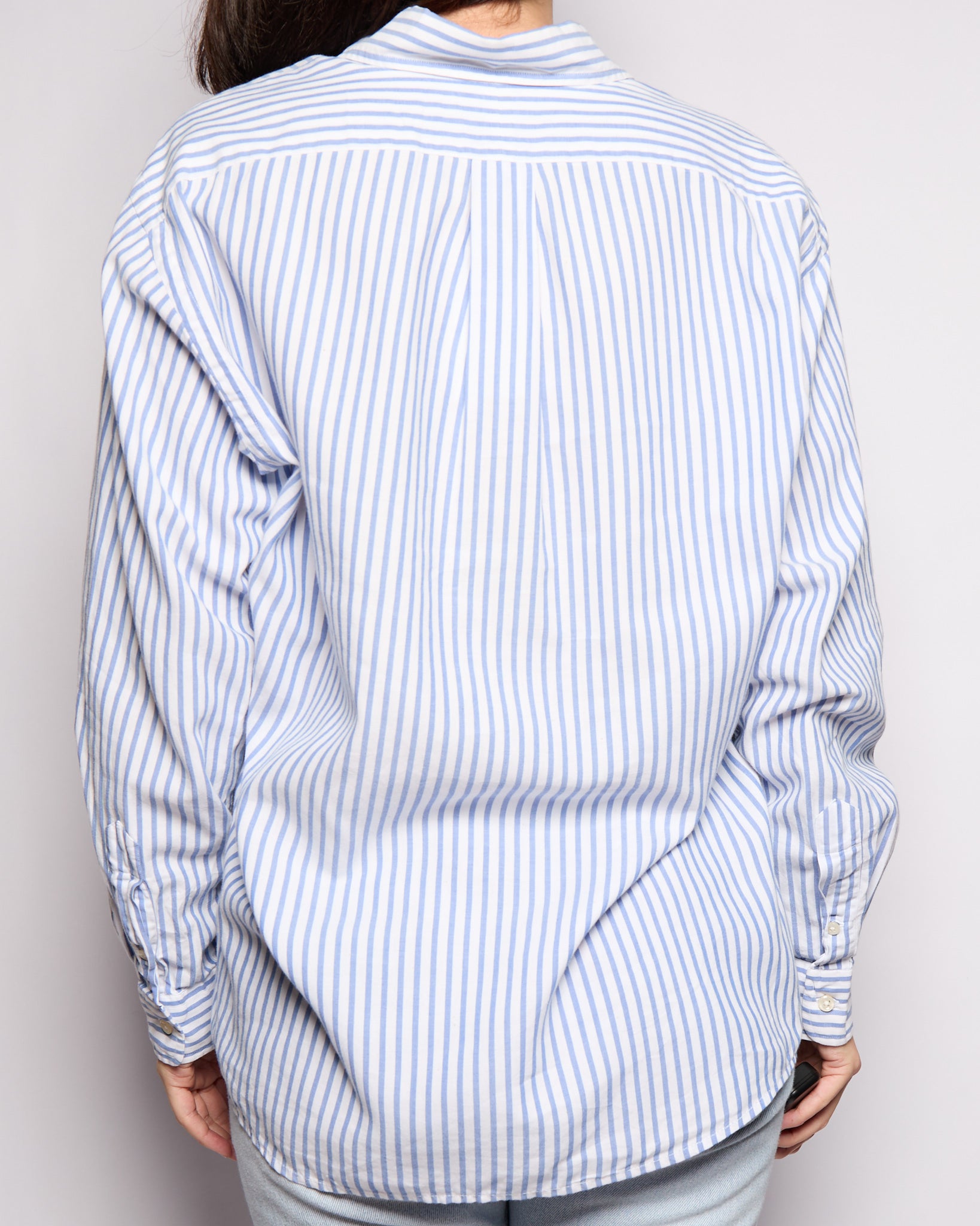 Vintage Ralph Lauren Blue White Striped Button Down