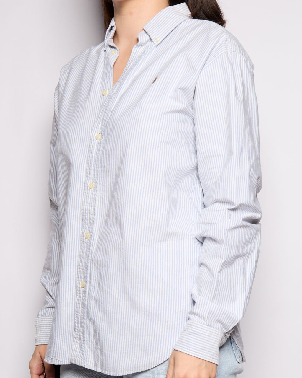 90’s Ralph Lauren Blue White Striped Button Down, Size M L