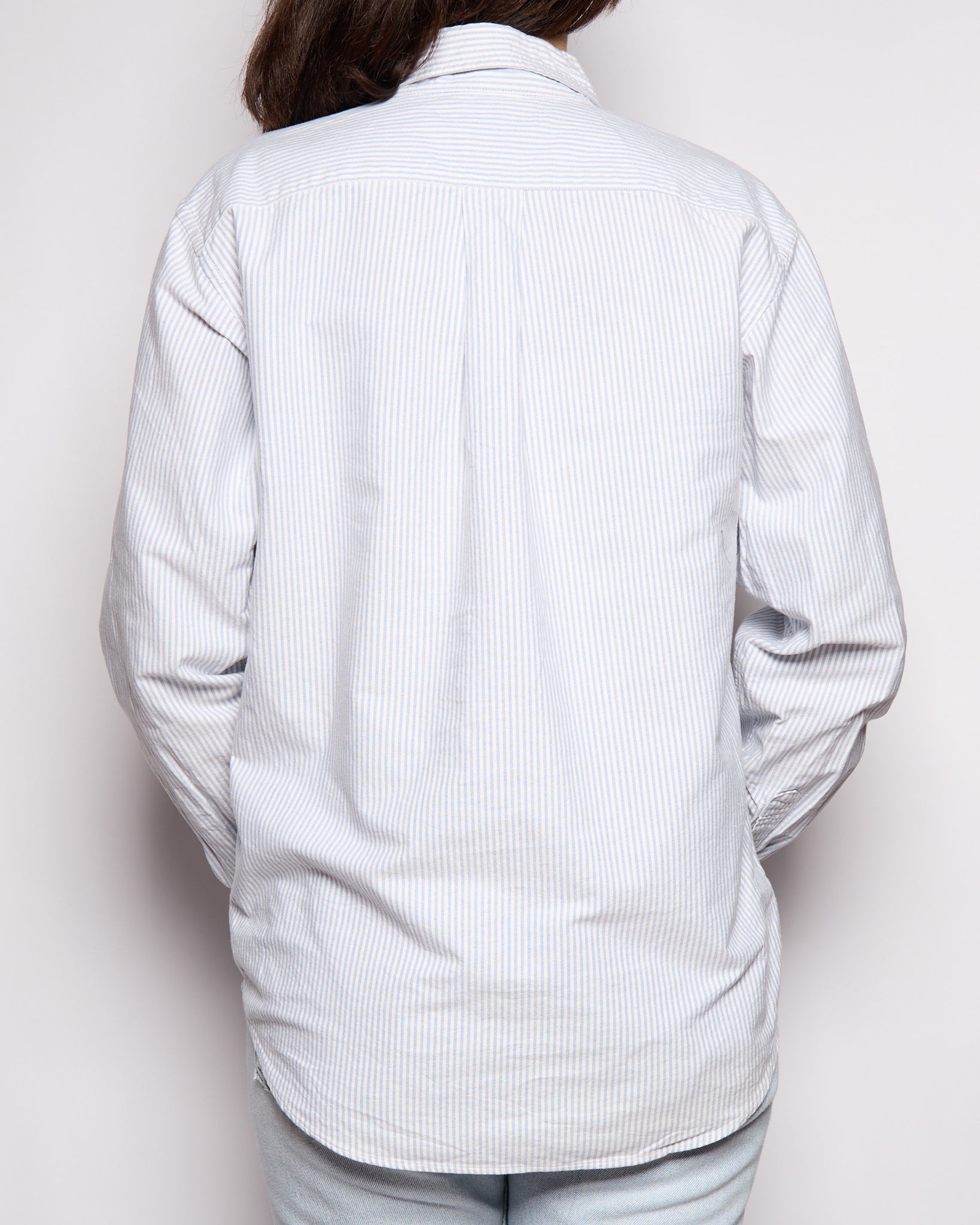 90’s Ralph Lauren Blue White Striped Button Down, Size M L