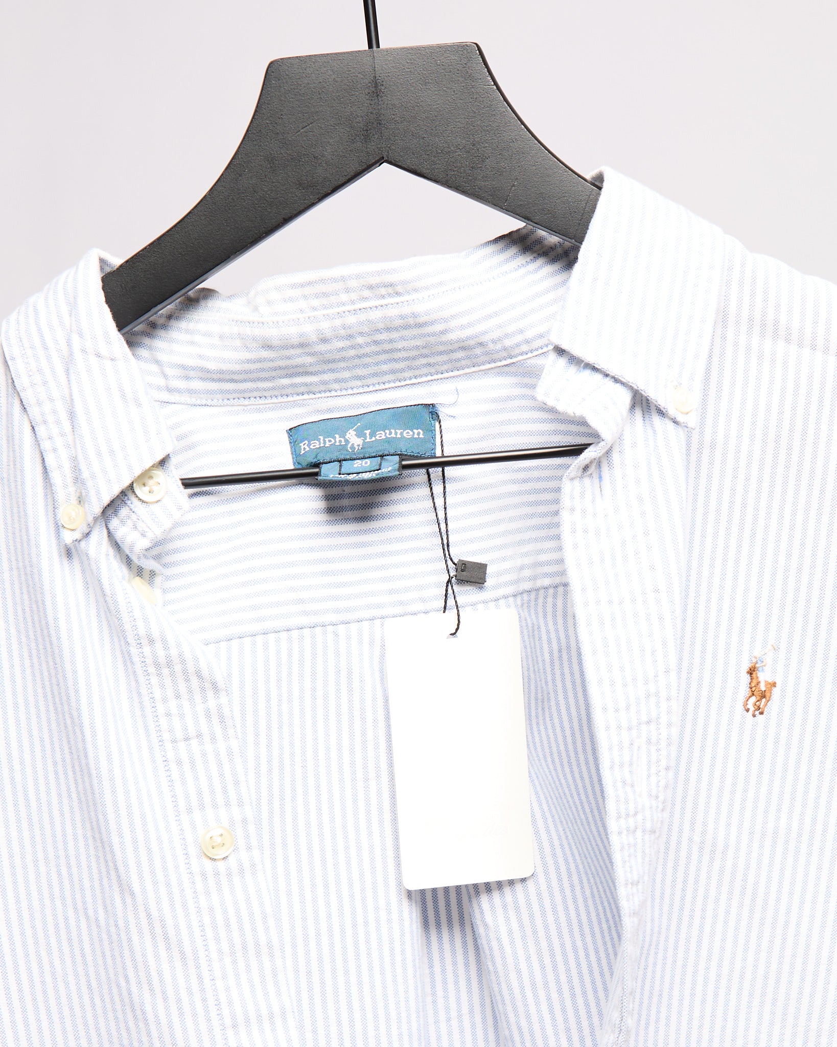 90’s Ralph Lauren Blue White Striped Button Down, Size M L