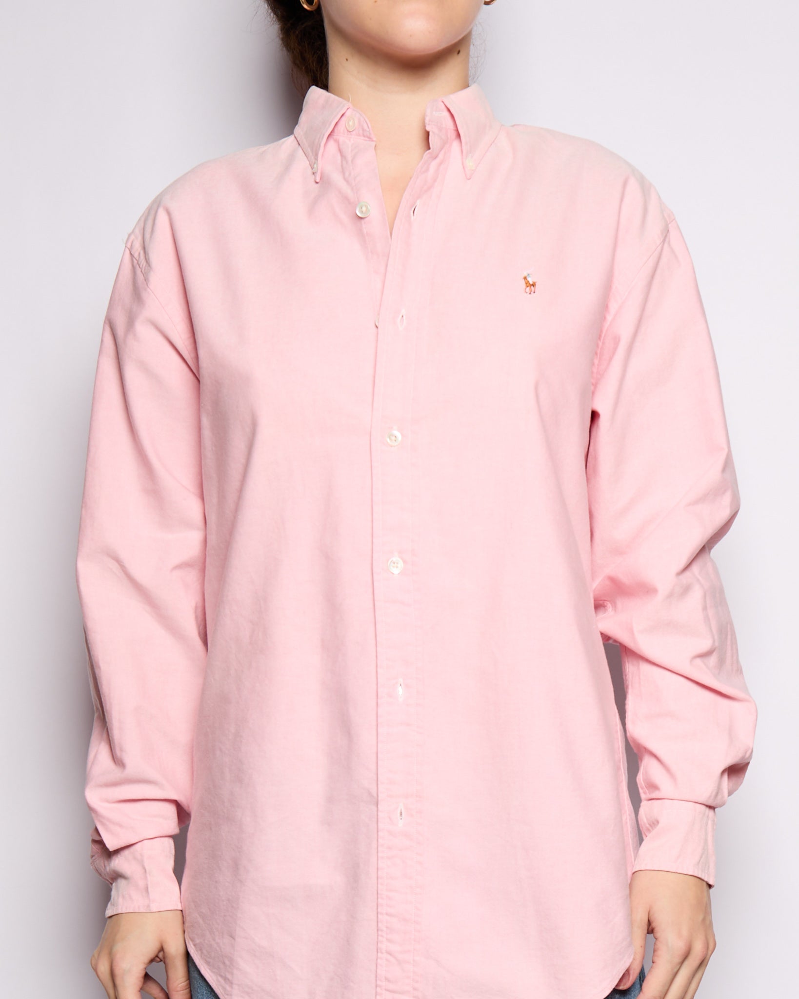 90’s Ralph Lauren Pink Logo Oxford Button Down
