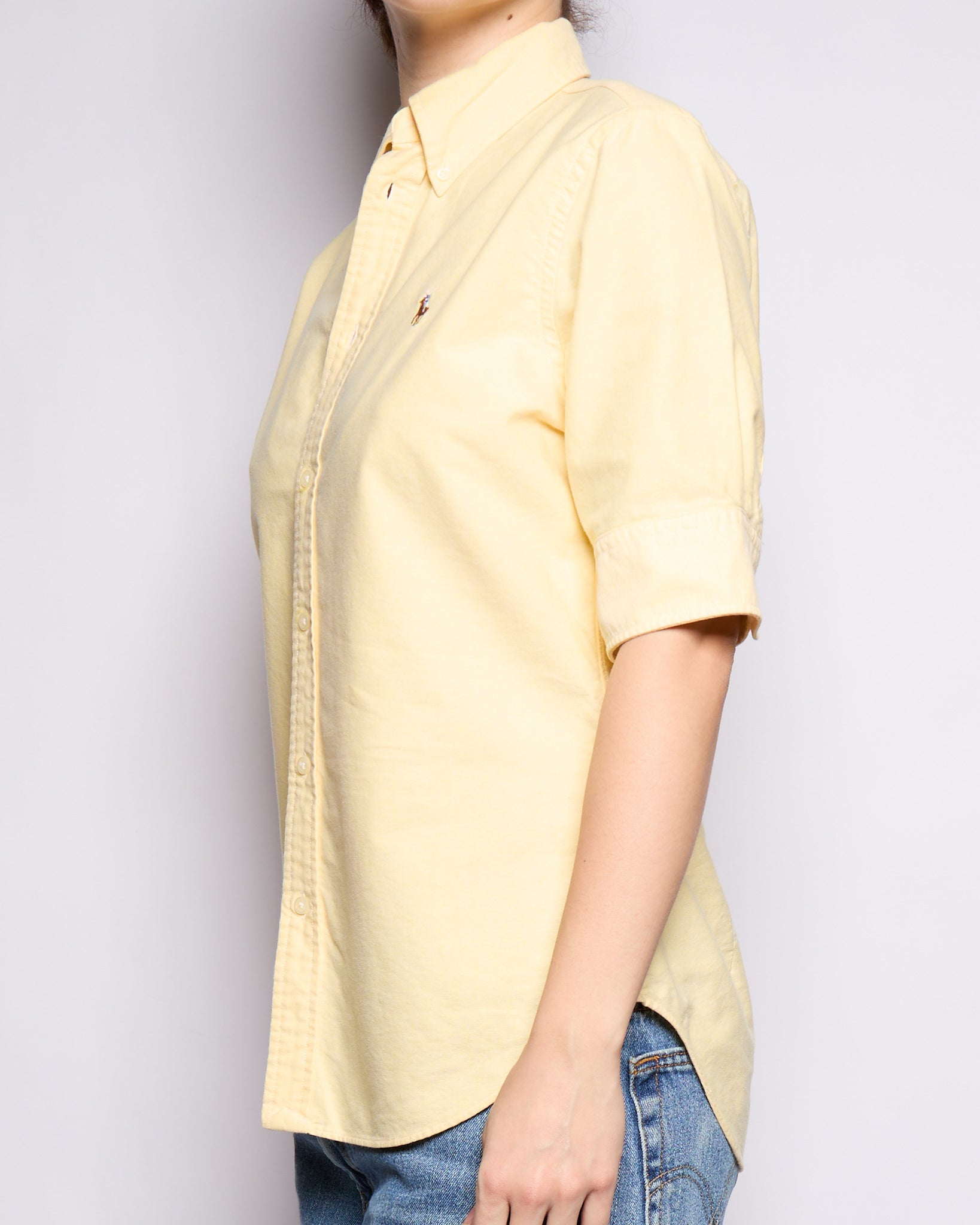 00's Ralph Lauren Yellow Logo Short Sleeve Oxford Button Down