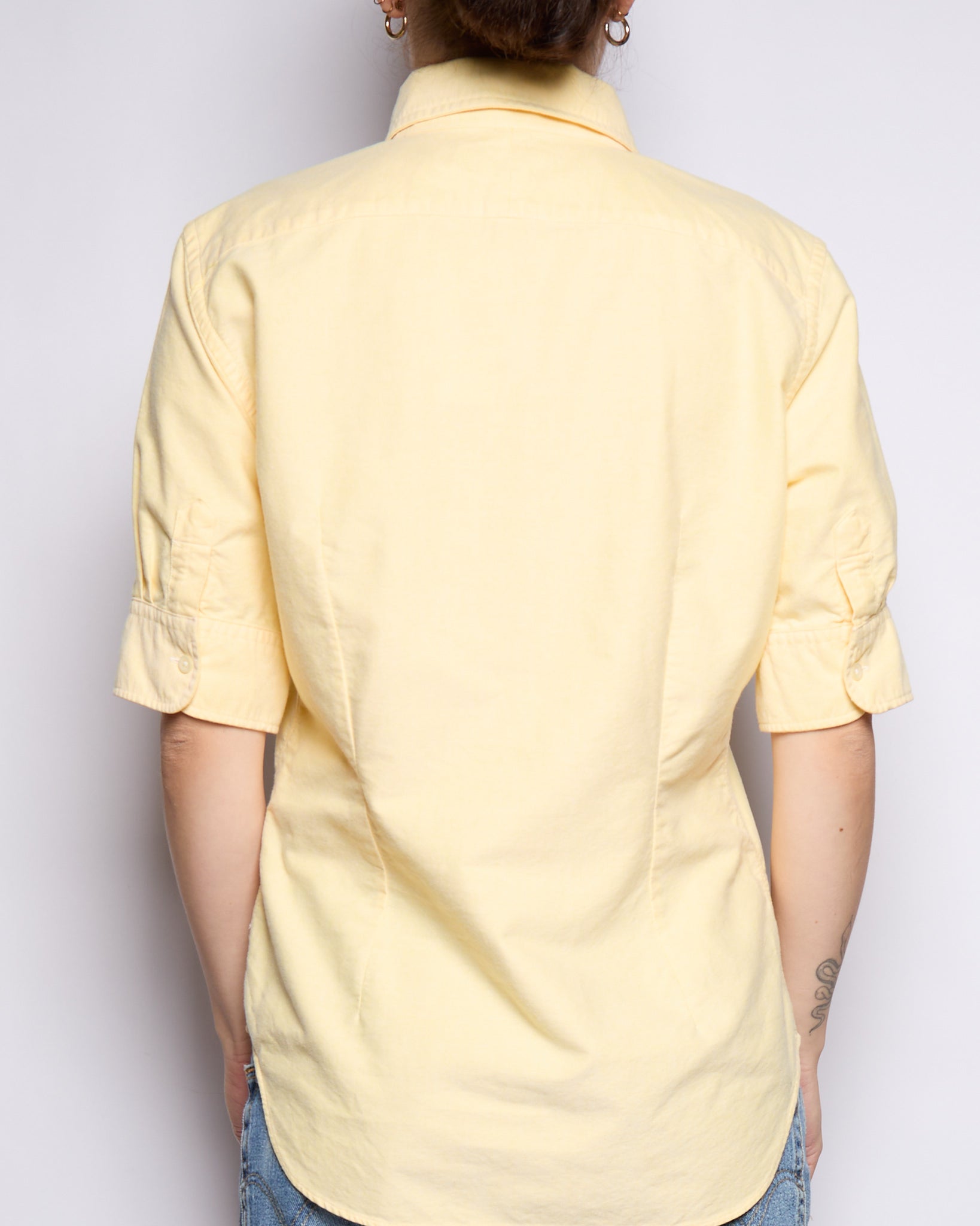 00's Ralph Lauren Yellow Logo Short Sleeve Oxford Button Down